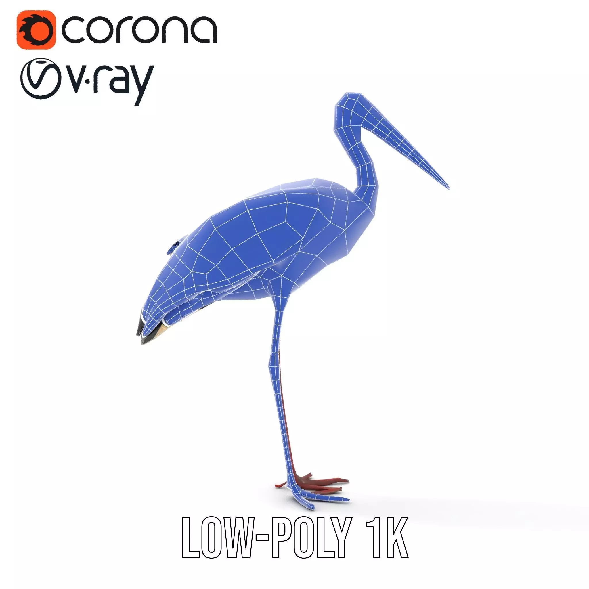 Elegant White Stork model pack Low-poly 3D model_18