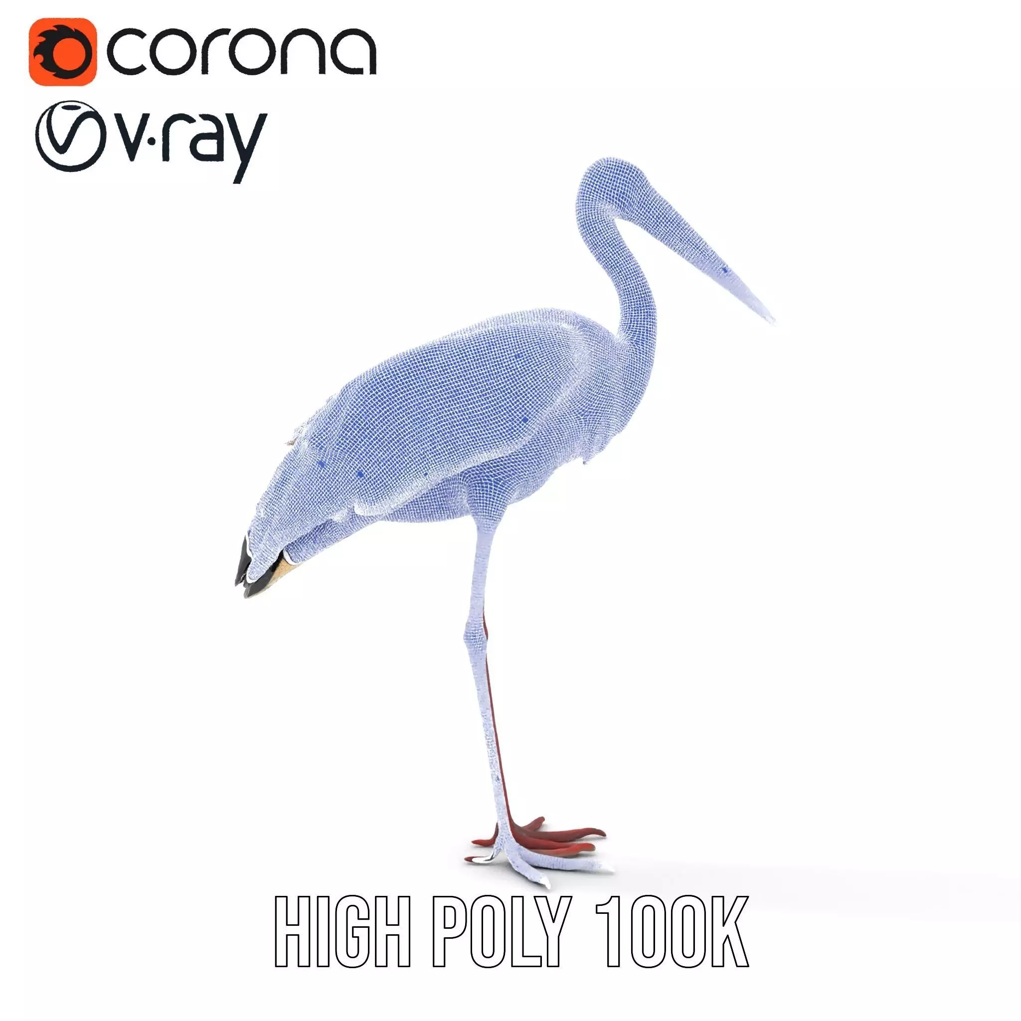Elegant White Stork model pack Low-poly 3D model_32