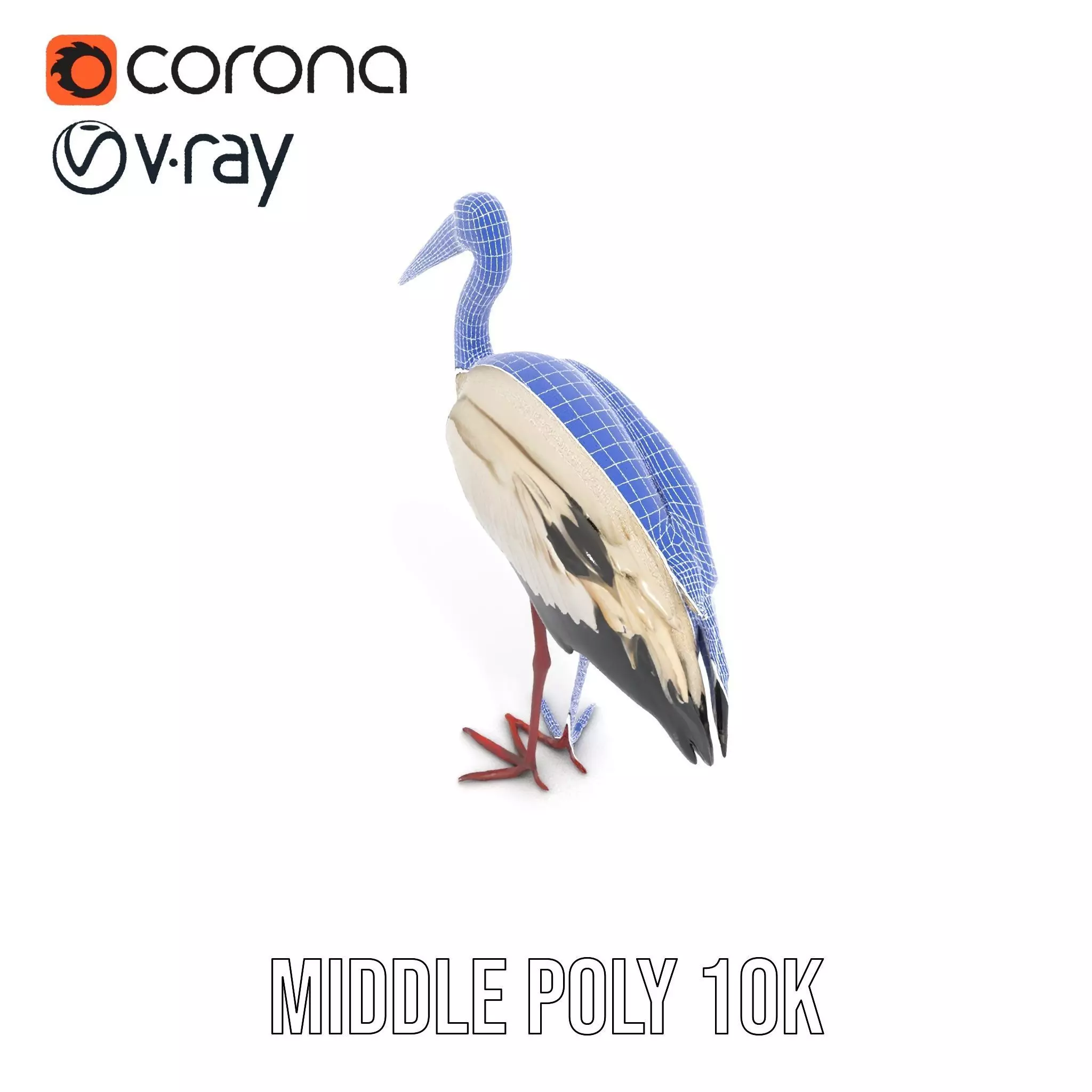 Elegant White Stork model pack Low-poly 3D model_30