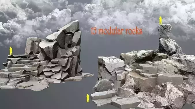 cliff rocks   Low-poly 3D model