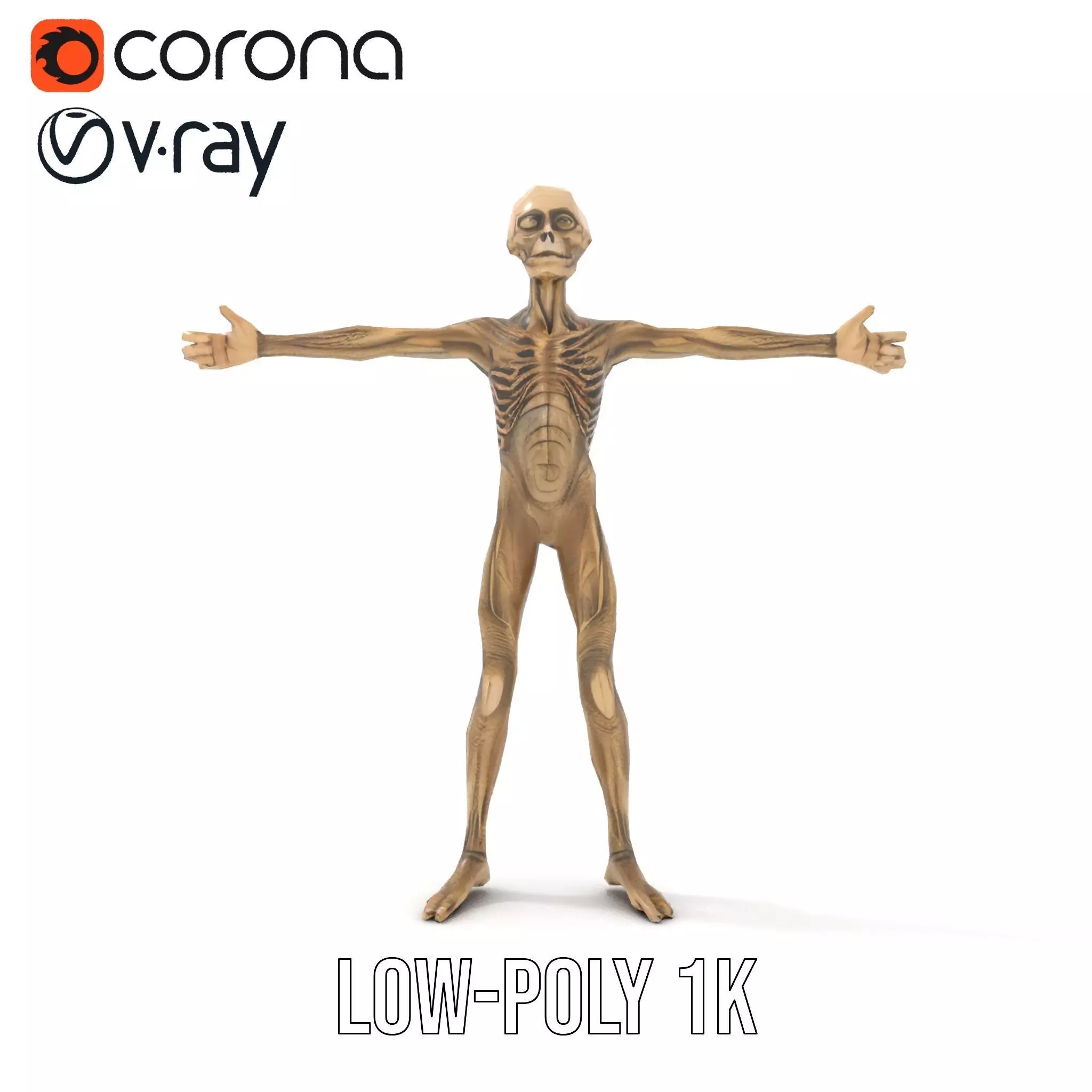 Alien Skeletal Figure model pack Low-poly 3D model_26
