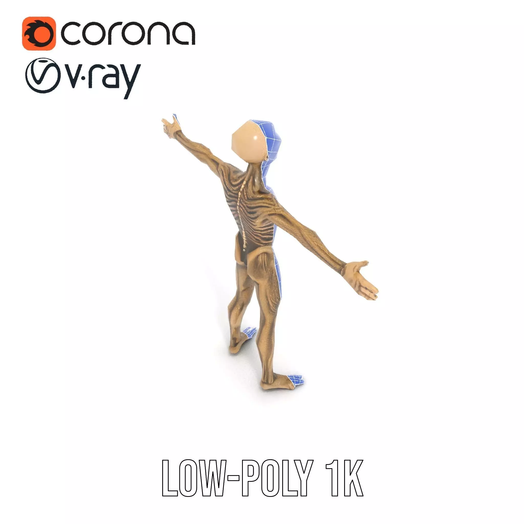 Alien Skeletal Figure model pack Low-poly 3D model_12