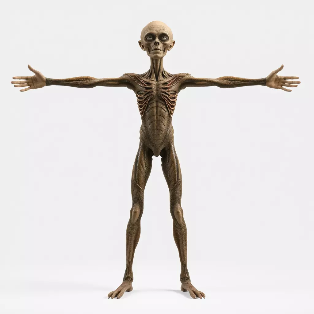 Alien Skeletal Figure model pack Low-poly 3D model_3