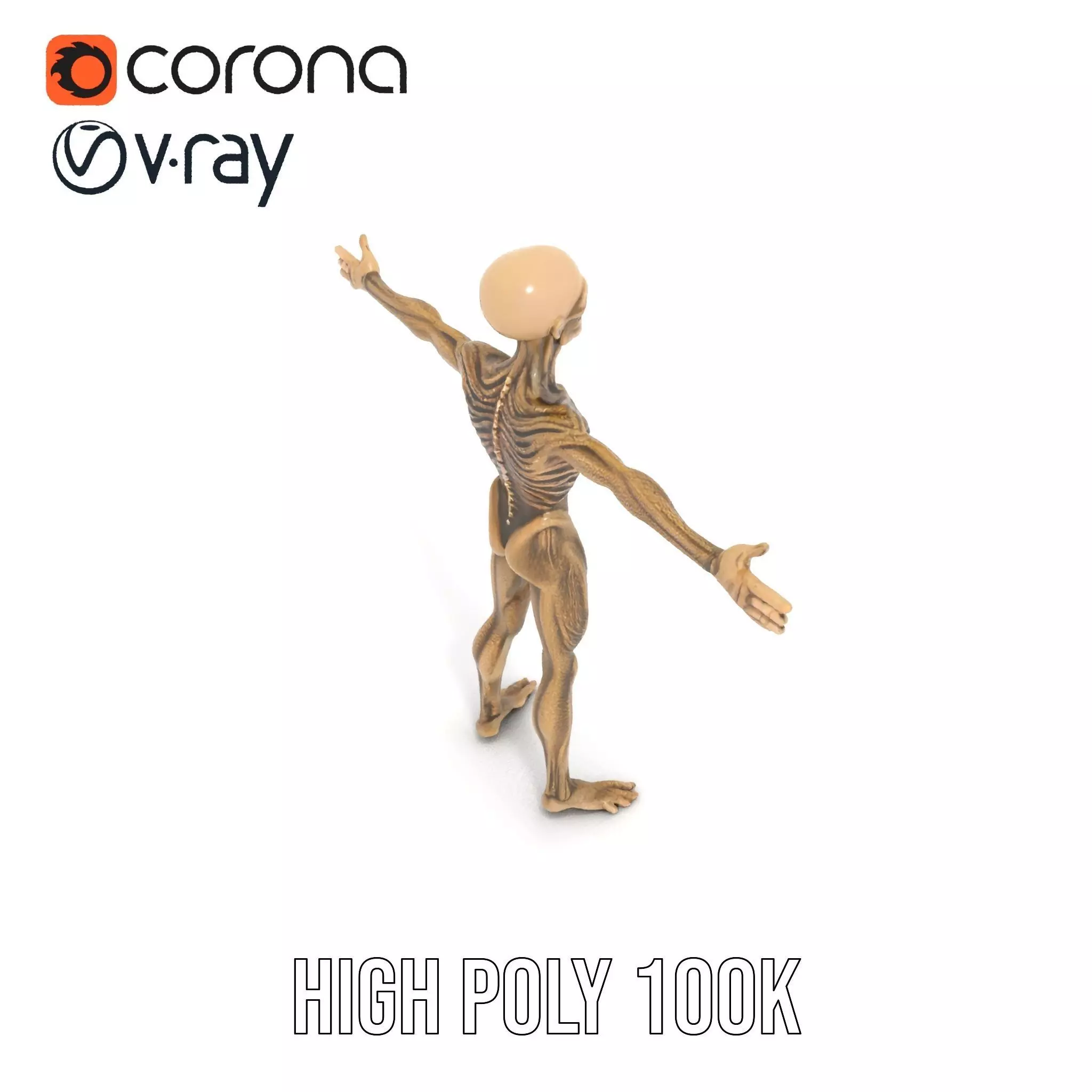 Alien Skeletal Figure model pack Low-poly 3D model_16