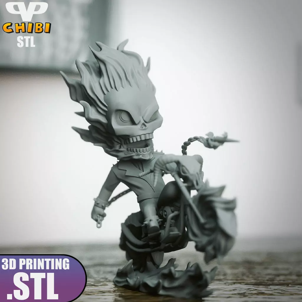 Ghost Rider Chibi STL for 3D Printing ChibiSTL 3DXM 3D print model_3