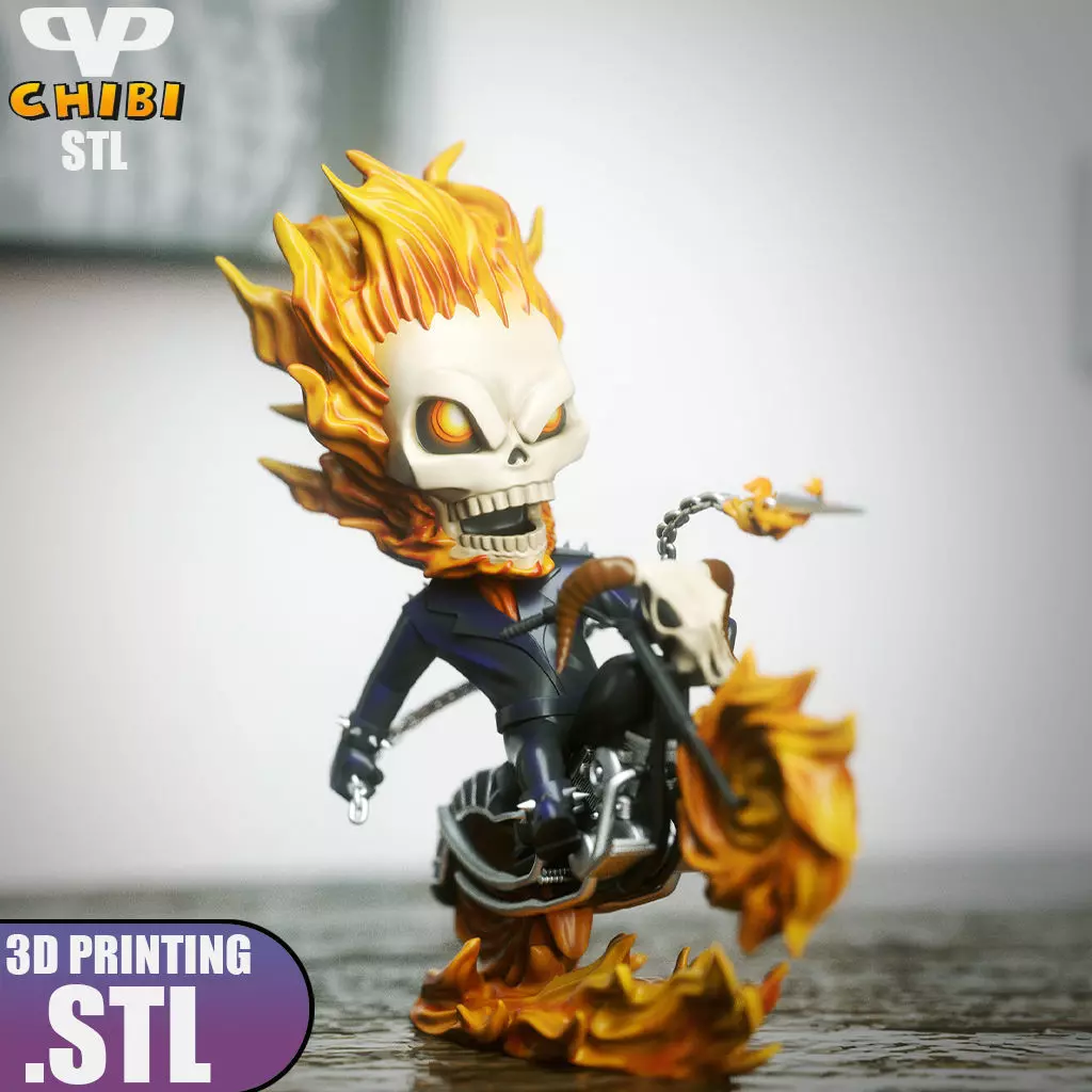 Ghost Rider Chibi STL for 3D Printing ChibiSTL 3DXM 3D print model_0