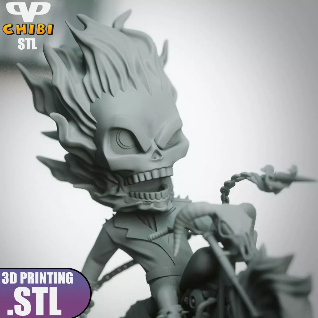 Ghost Rider Chibi STL for 3D Printing ChibiSTL 3DXM 3D print model_4