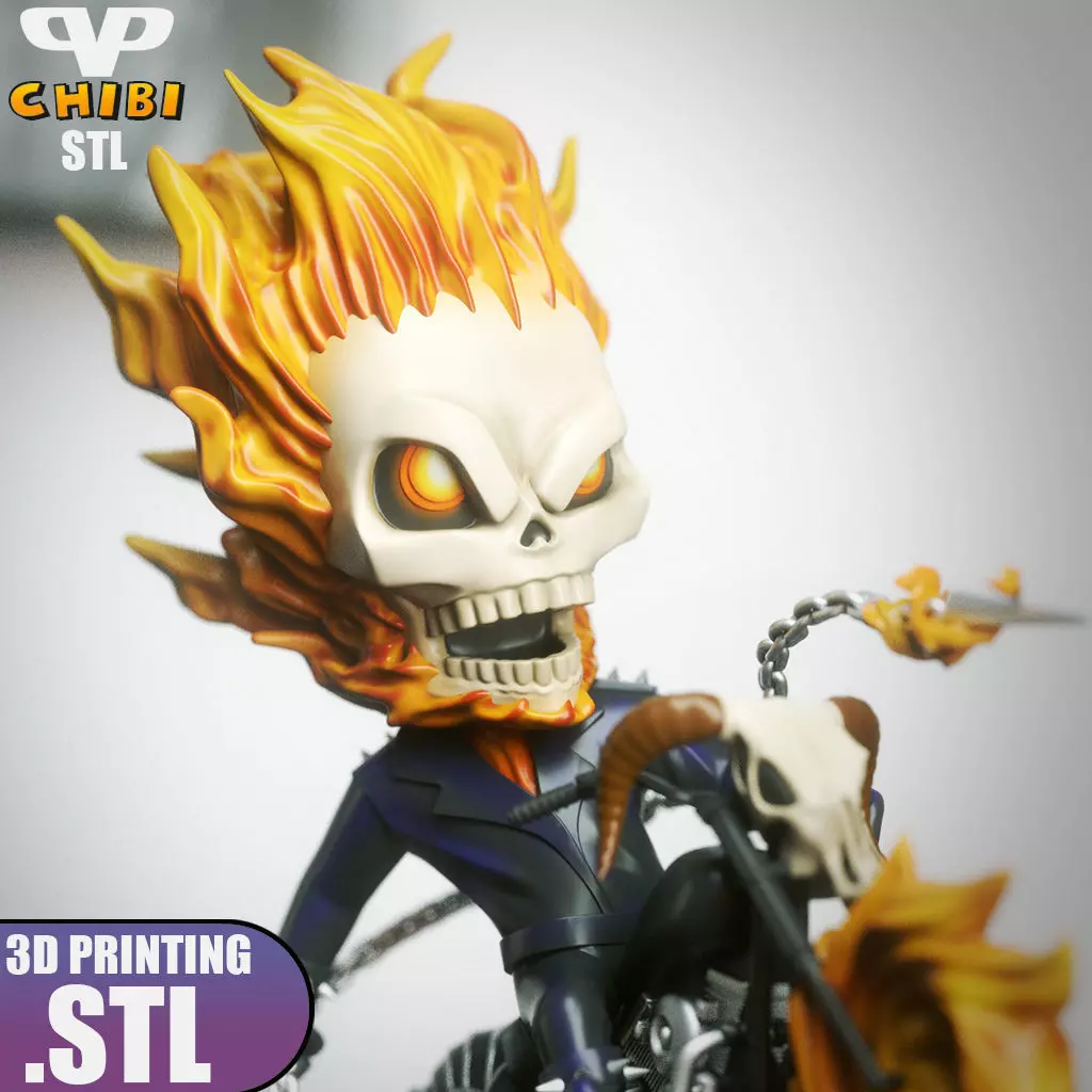 Ghost Rider Chibi STL for 3D Printing ChibiSTL 3DXM 3D print model_1