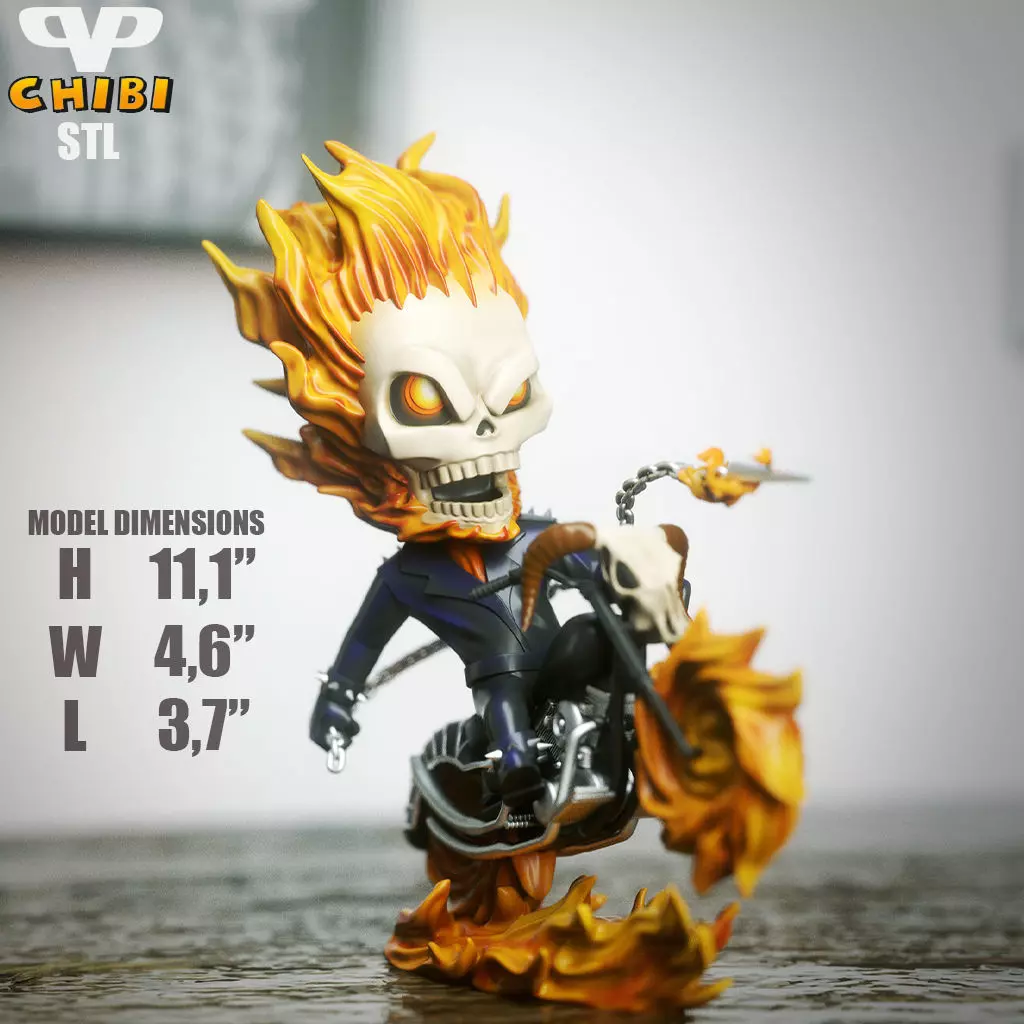 Ghost Rider Chibi STL for 3D Printing ChibiSTL 3DXM 3D print model_5
