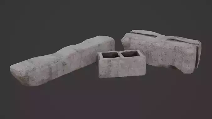 Concrete Blocks Game Ready Model Low-poly 3D model