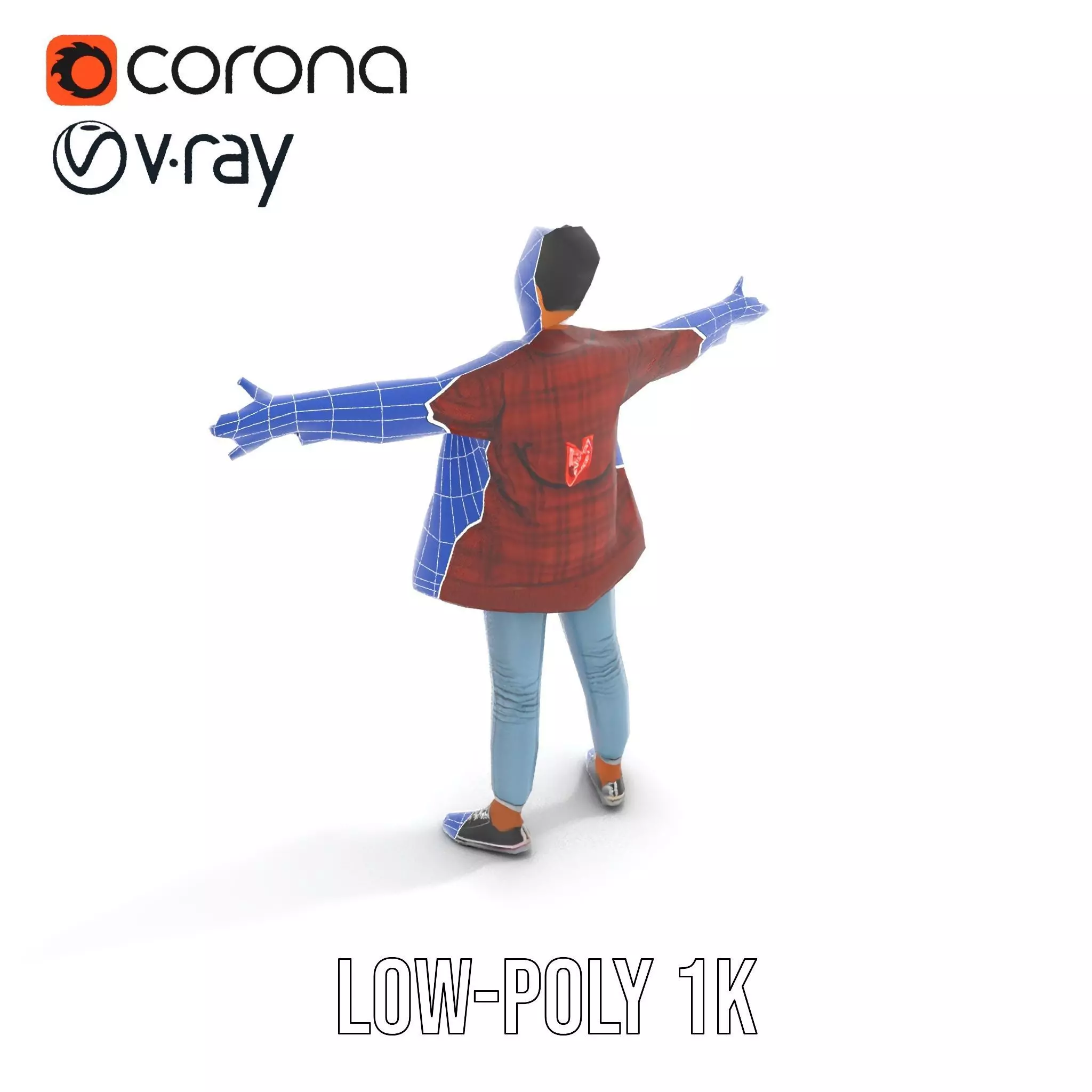 Plaid Jacket Casual model pack Low-poly 3D model_11