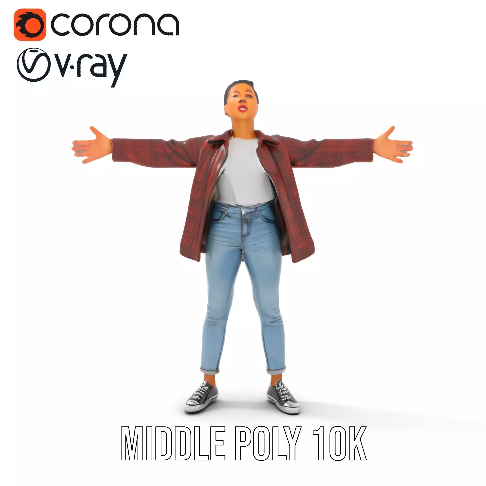 Plaid Jacket Casual model pack Low-poly 3D model_13