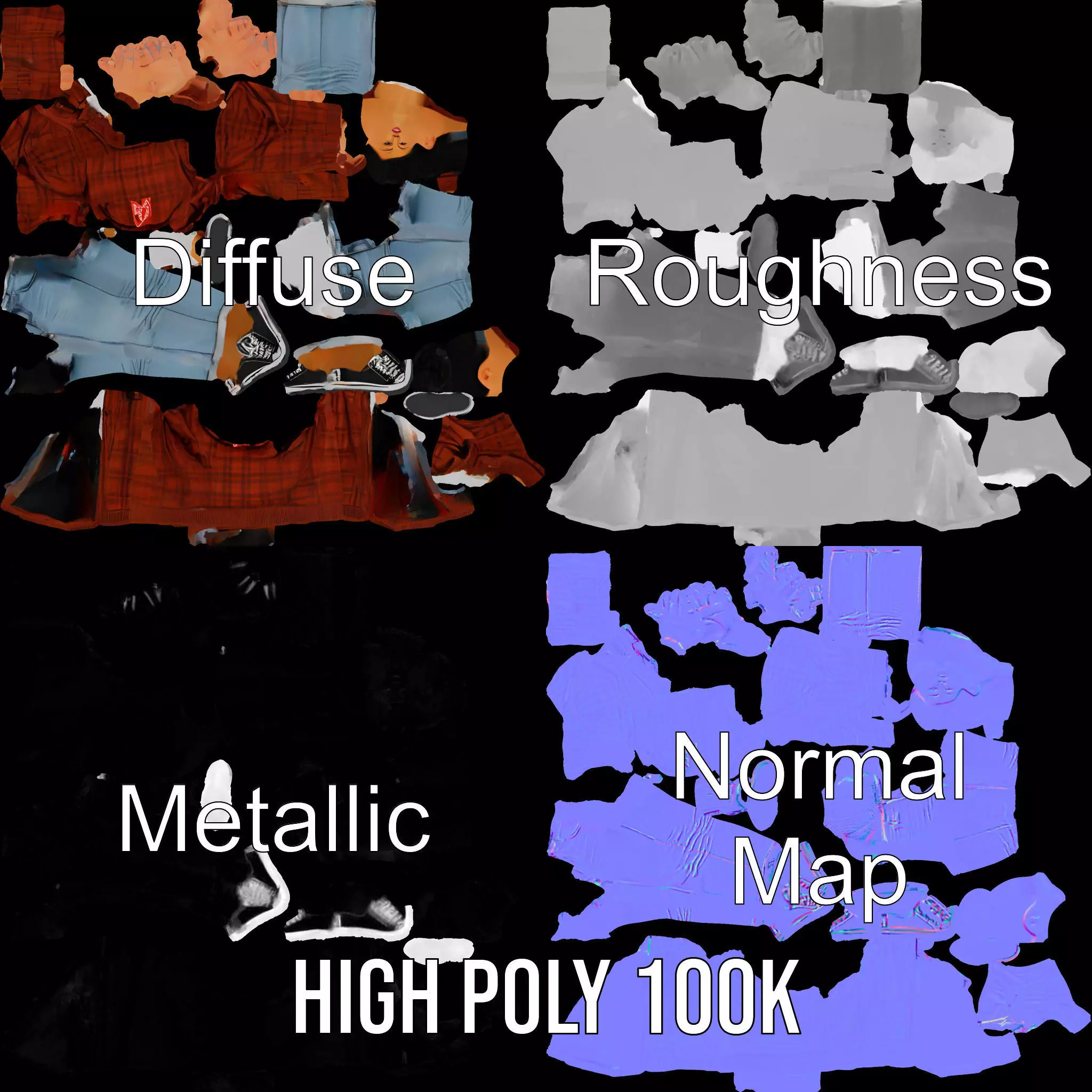 Plaid Jacket Casual model pack Low-poly 3D model_4