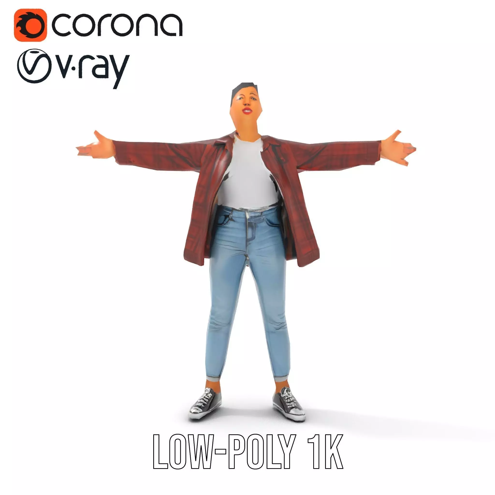 Plaid Jacket Casual model pack Low-poly 3D model_8