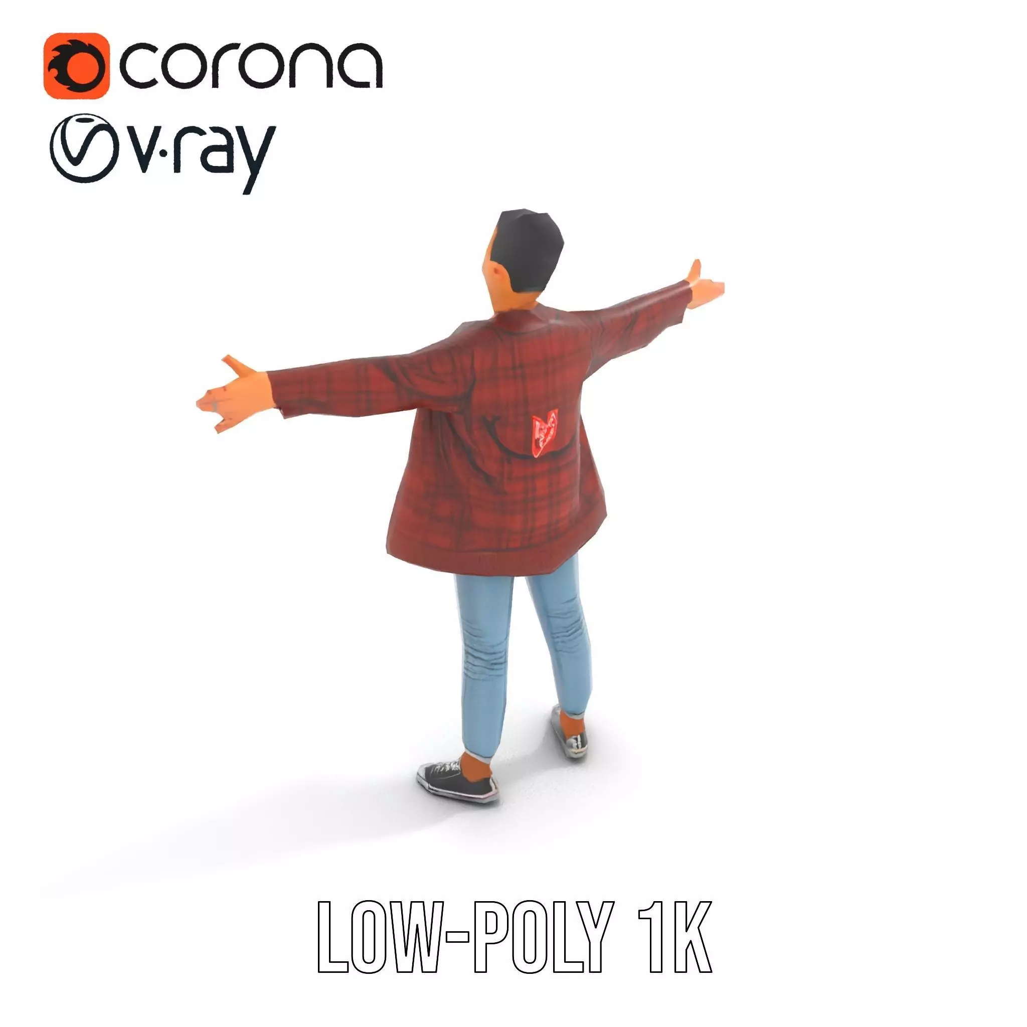 Plaid Jacket Casual model pack Low-poly 3D model_9