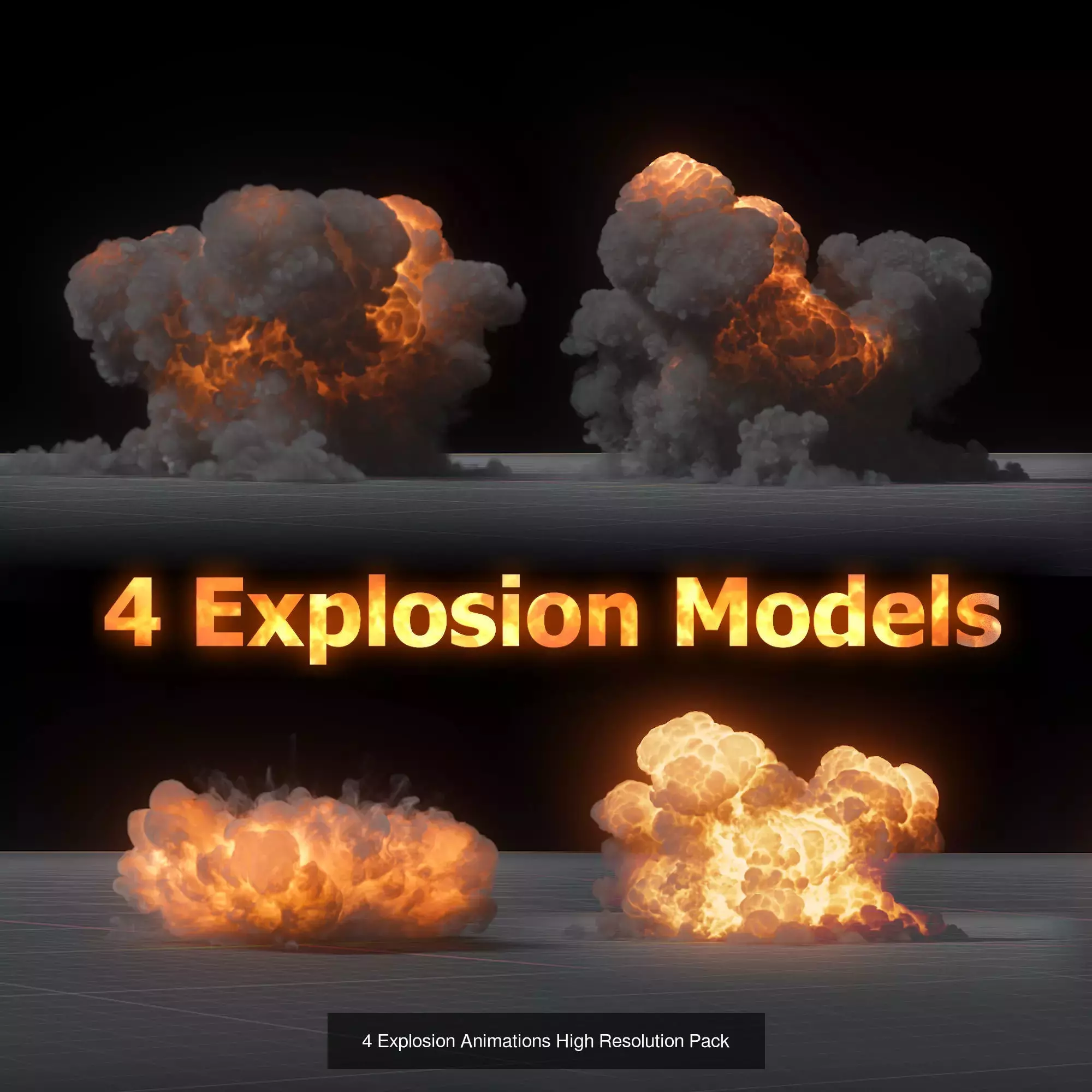 125 VFX Models 3D Animated Explosions Fire Smoke Cloud 3D Model 3D Model Collection_30