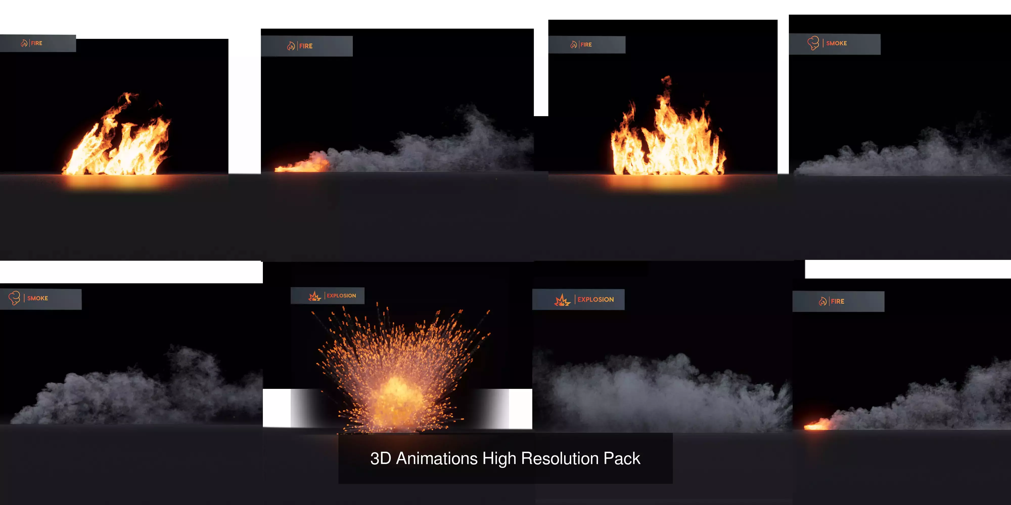 125 VFX Models 3D Animated Explosions Fire Smoke Cloud 3D Model 3D Model Collection_27