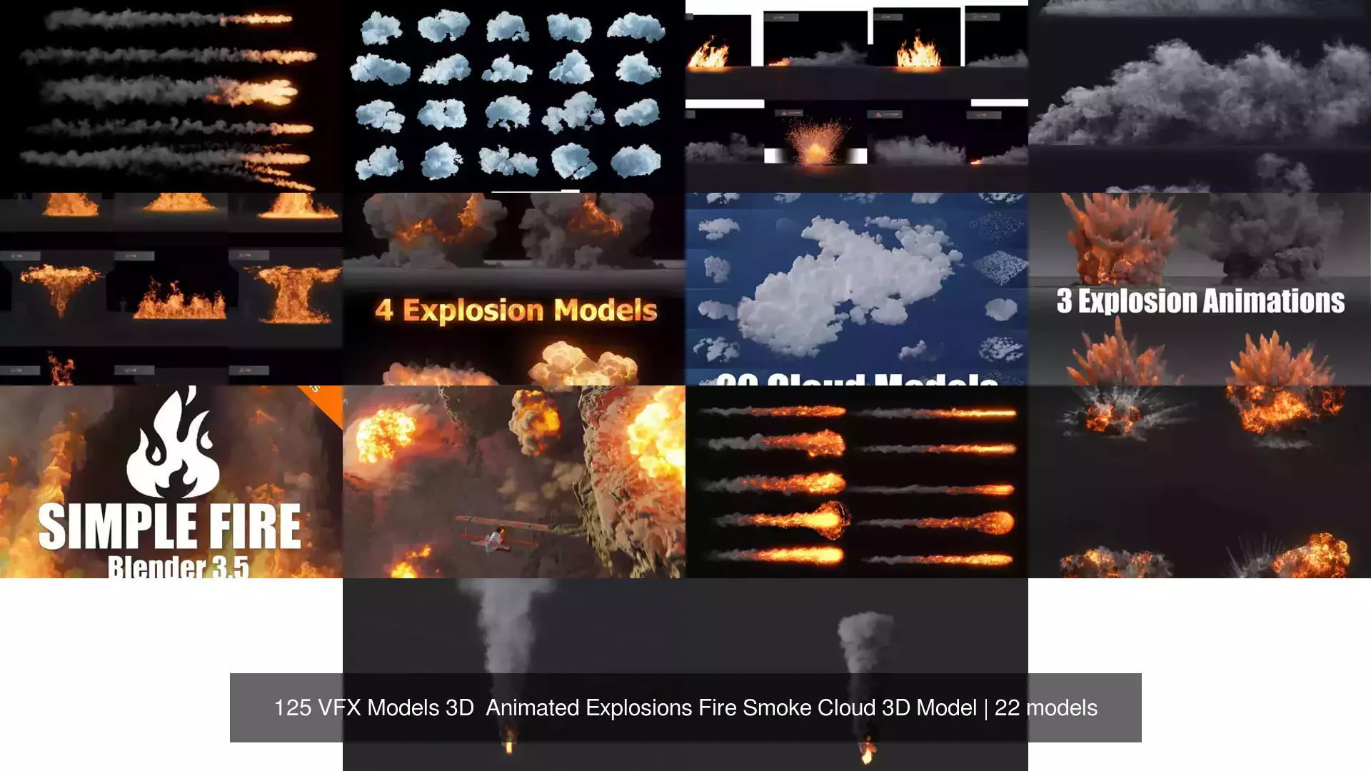 125 VFX Models 3D Animated Explosions Fire Smoke Cloud 3D Model 3D Model Collection_22