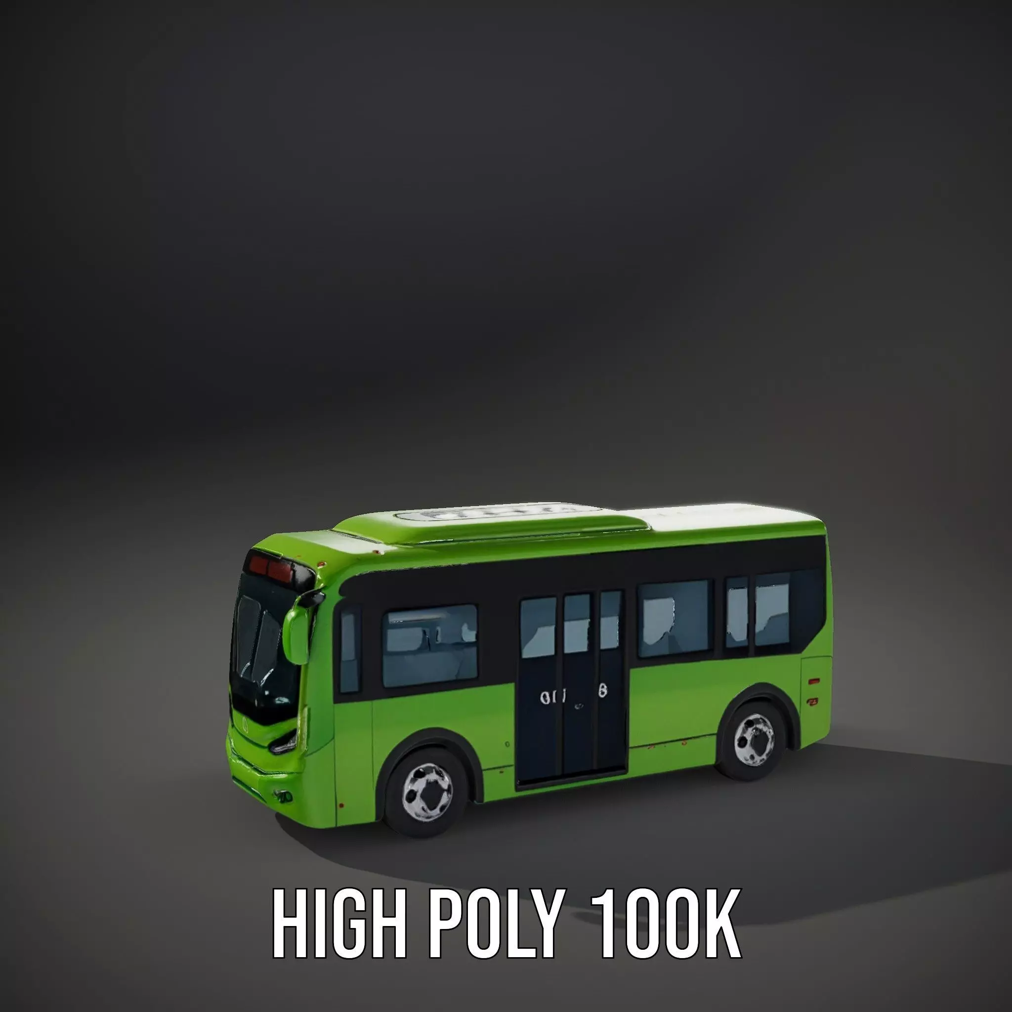 Lime Green Bus model pack Low-poly 3D model_11