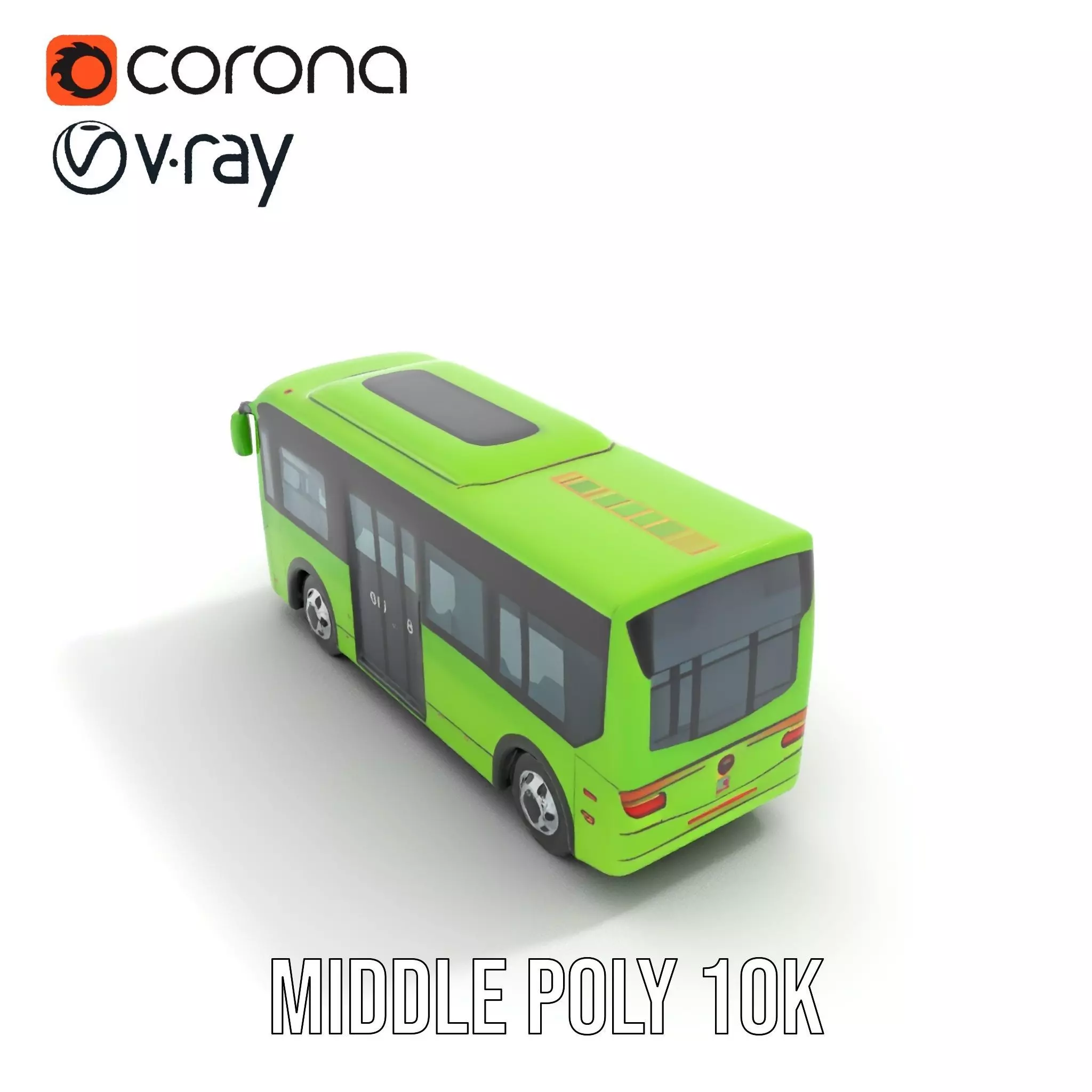 Lime Green Bus model pack Low-poly 3D model_14