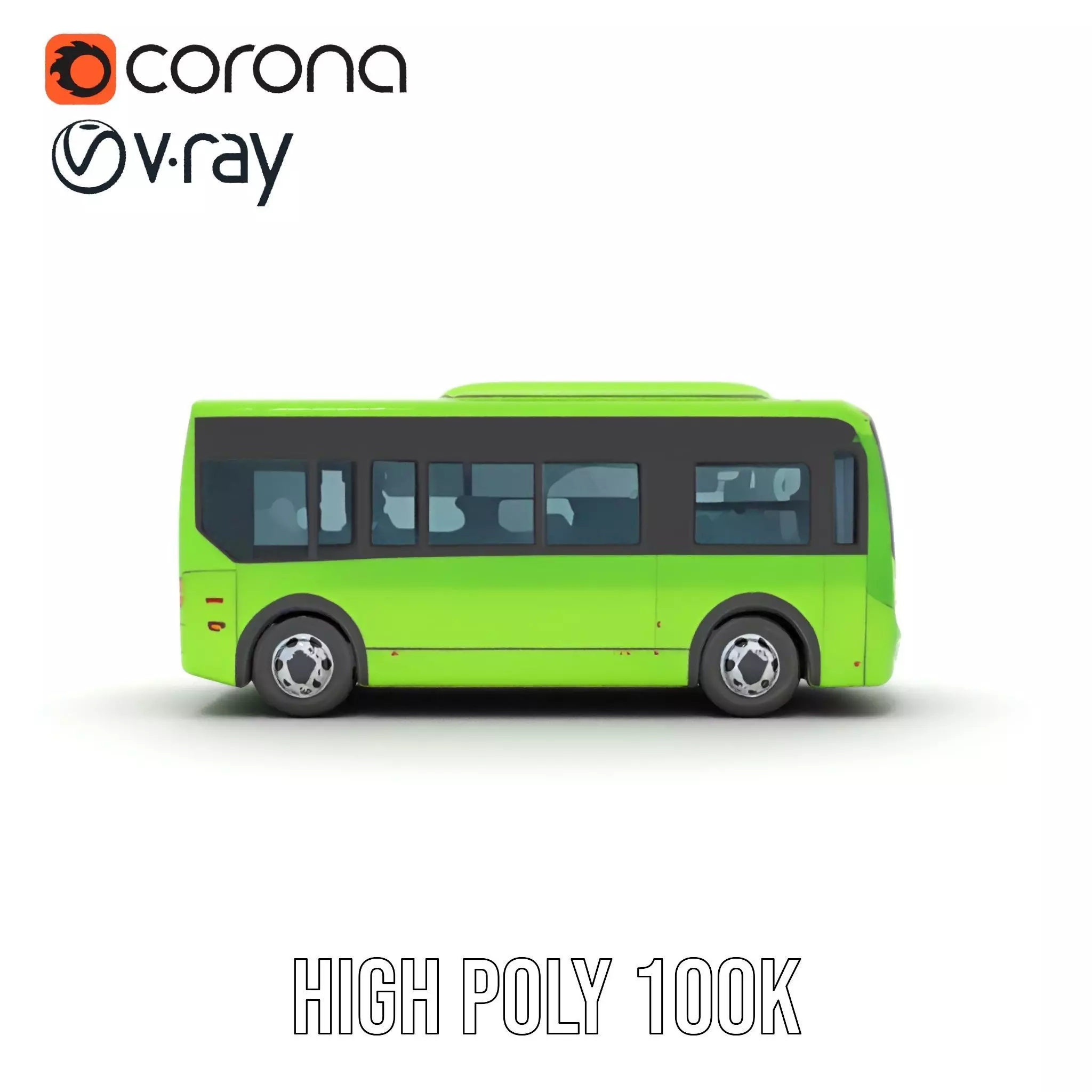 Lime Green Bus model pack Low-poly 3D model_33