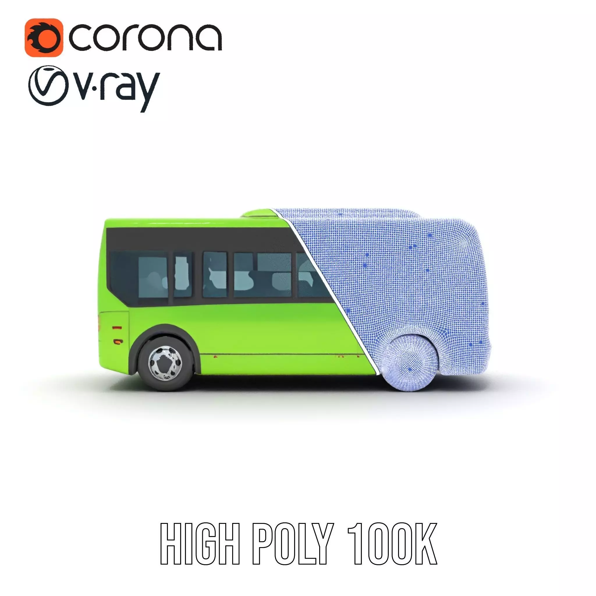 Lime Green Bus model pack Low-poly 3D model_35