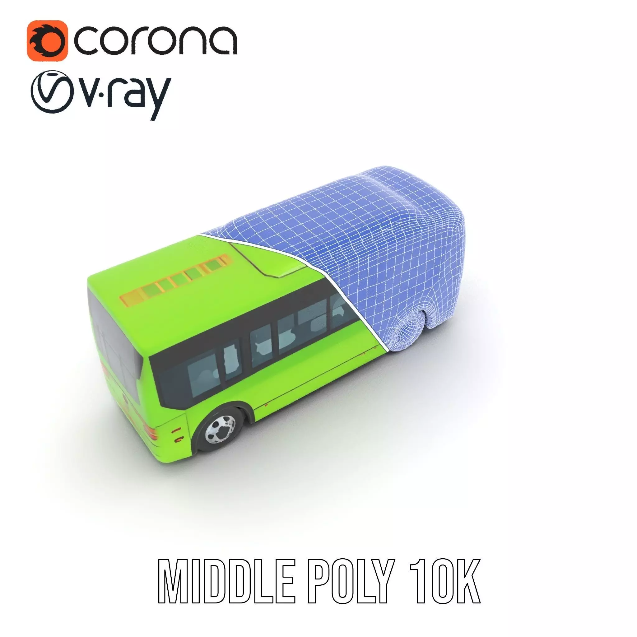 Lime Green Bus model pack Low-poly 3D model_27