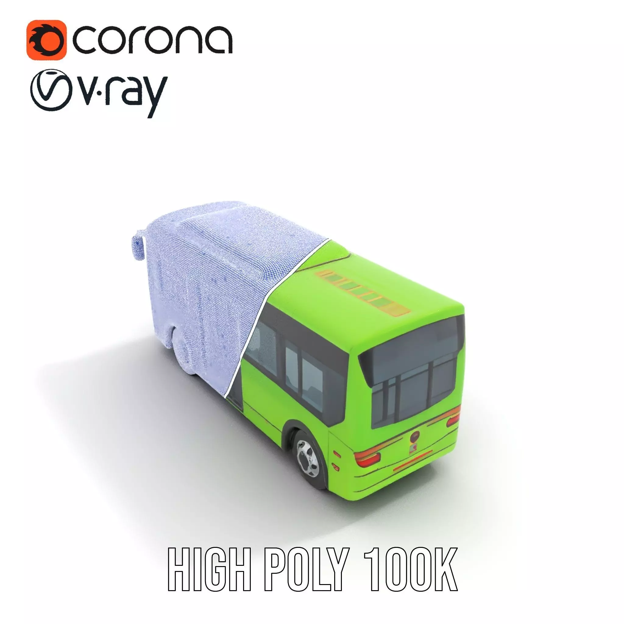 Lime Green Bus model pack Low-poly 3D model_26