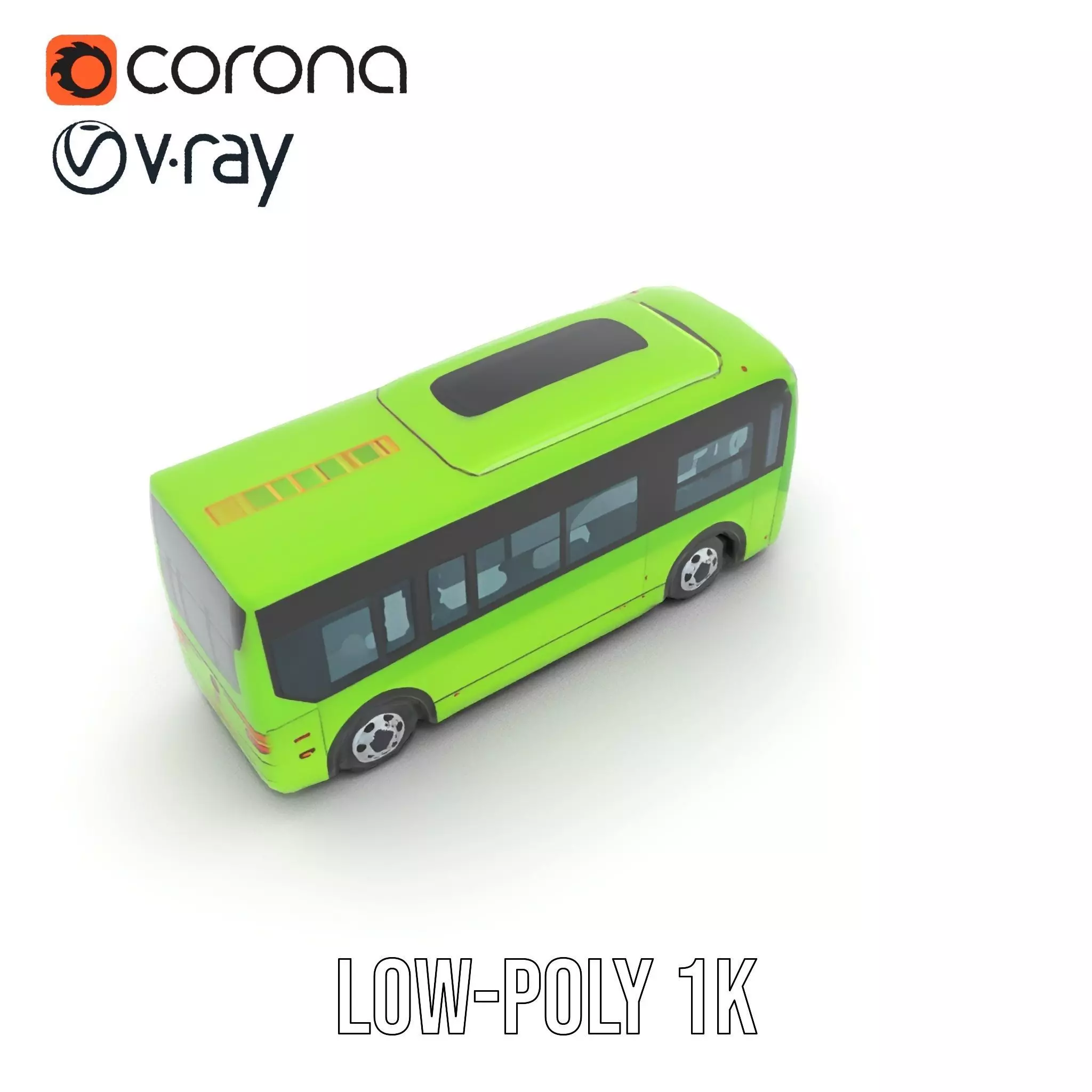 Lime Green Bus model pack Low-poly 3D model_10