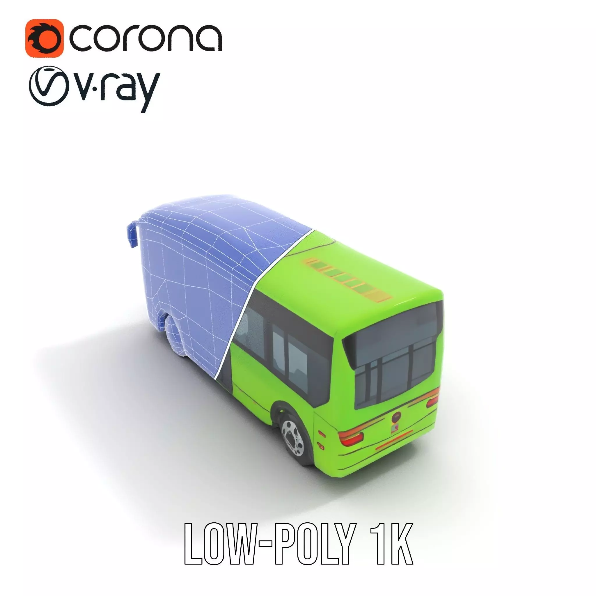 Lime Green Bus model pack Low-poly 3D model_17