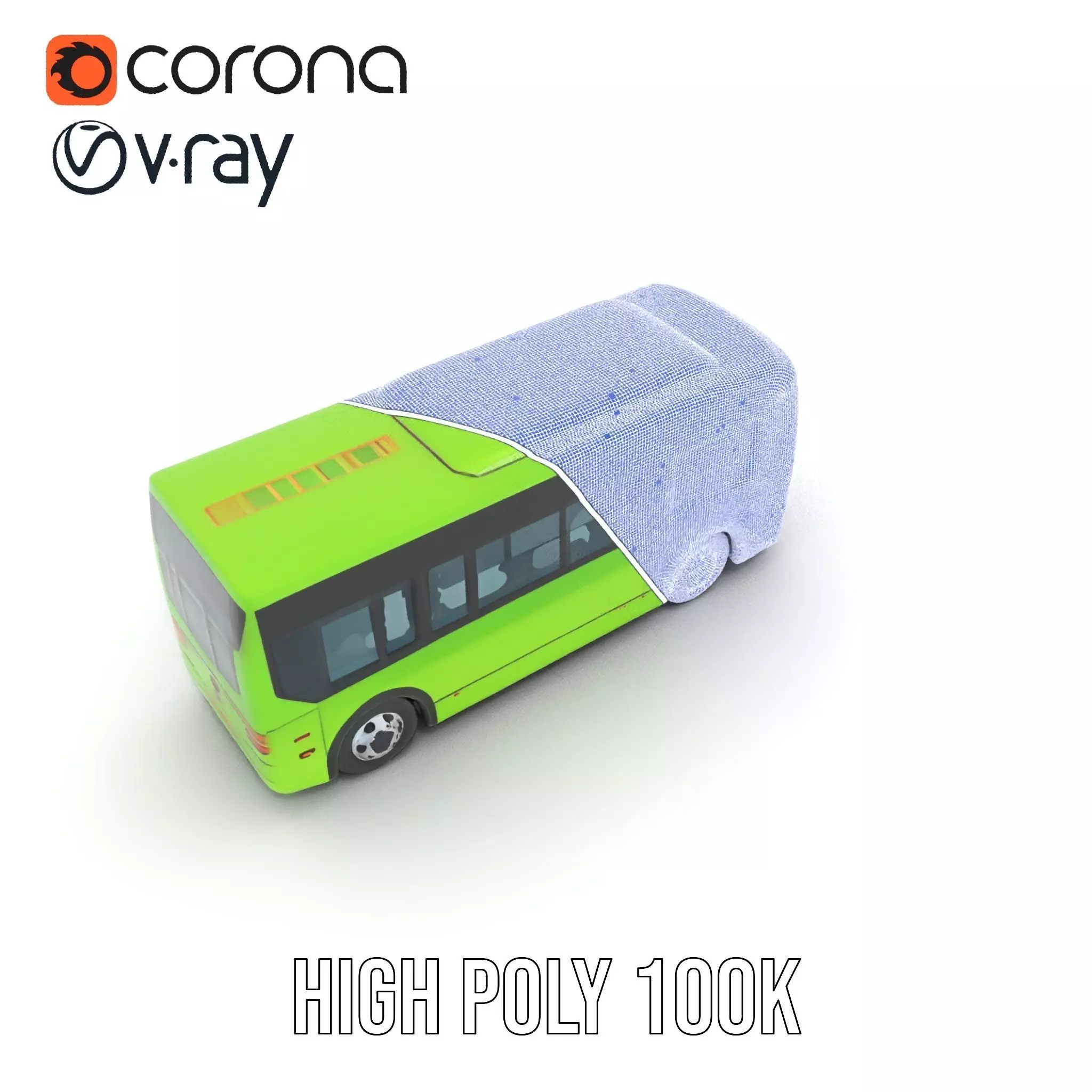 Lime Green Bus model pack Low-poly 3D model_34
