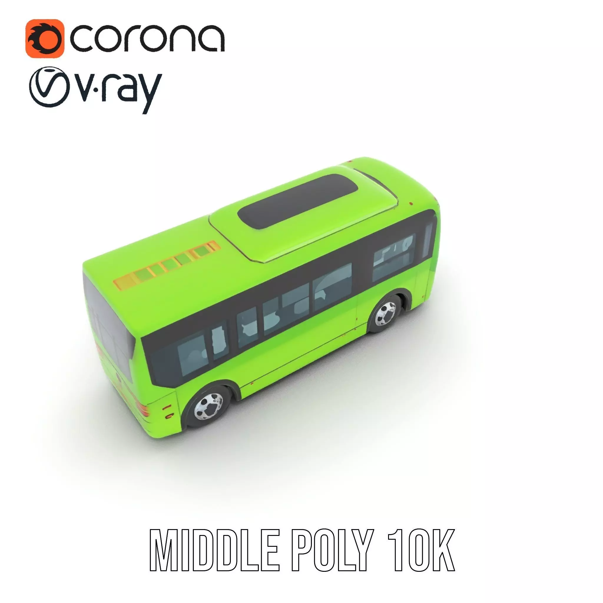 Lime Green Bus model pack Low-poly 3D model_7