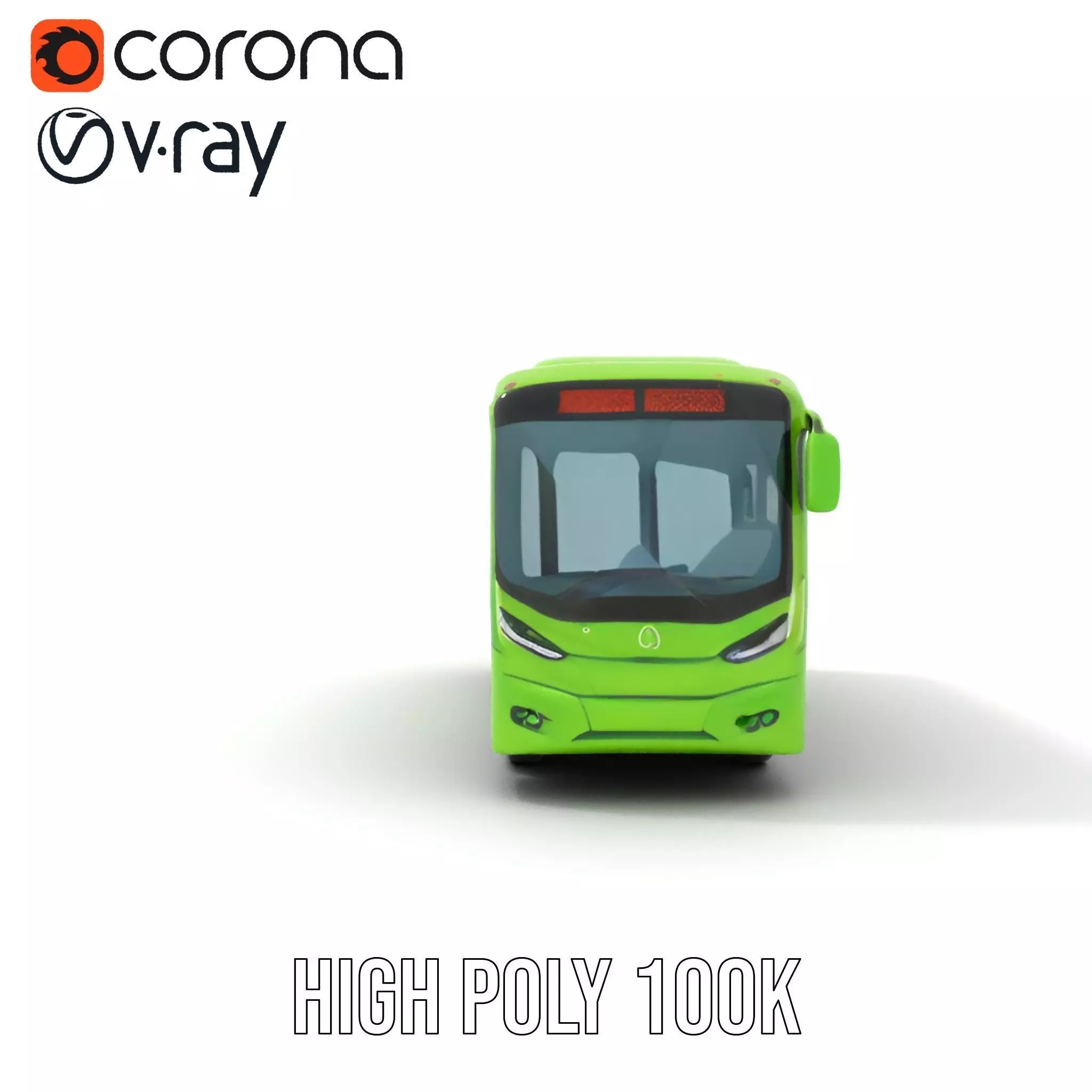 Lime Green Bus model pack Low-poly 3D model_29