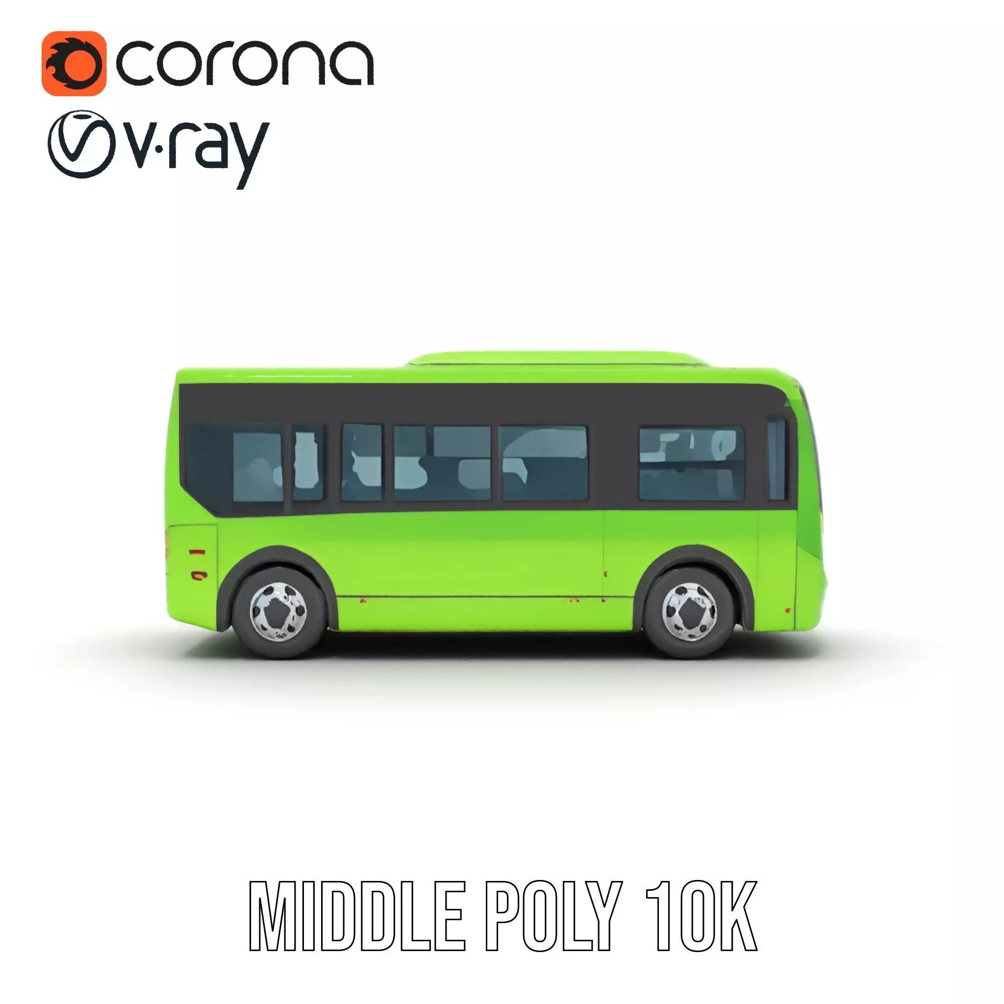 Lime Green Bus model pack Low-poly 3D model_22