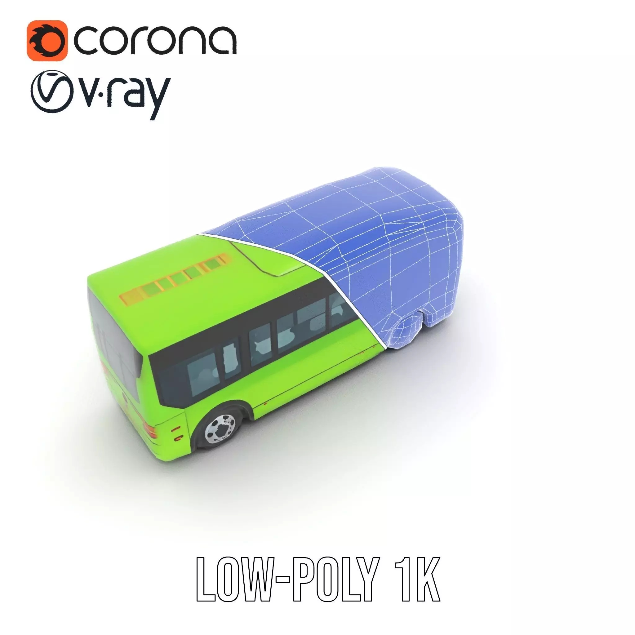 Lime Green Bus model pack Low-poly 3D model_28