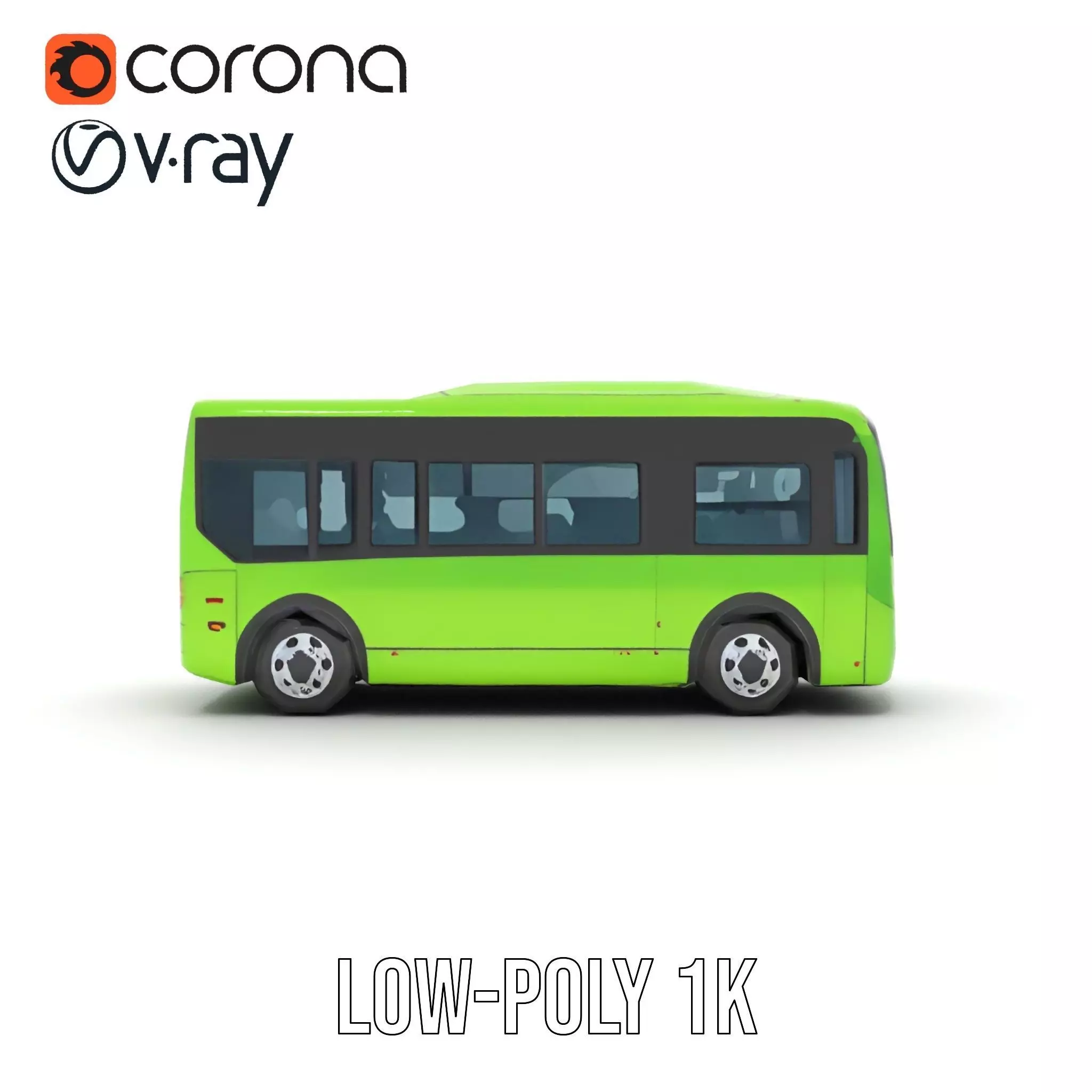 Lime Green Bus model pack Low-poly 3D model_23
