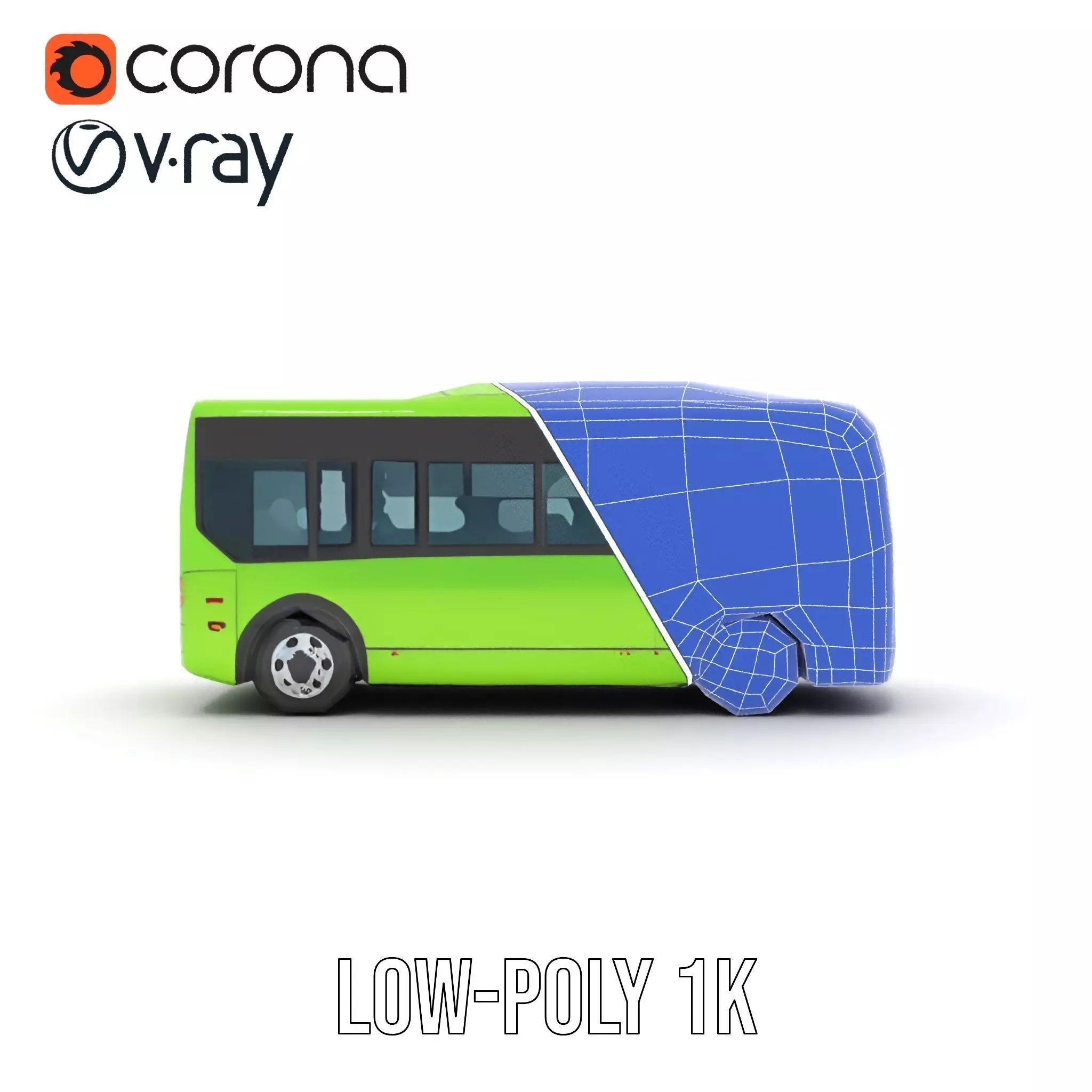 Lime Green Bus model pack Low-poly 3D model_25