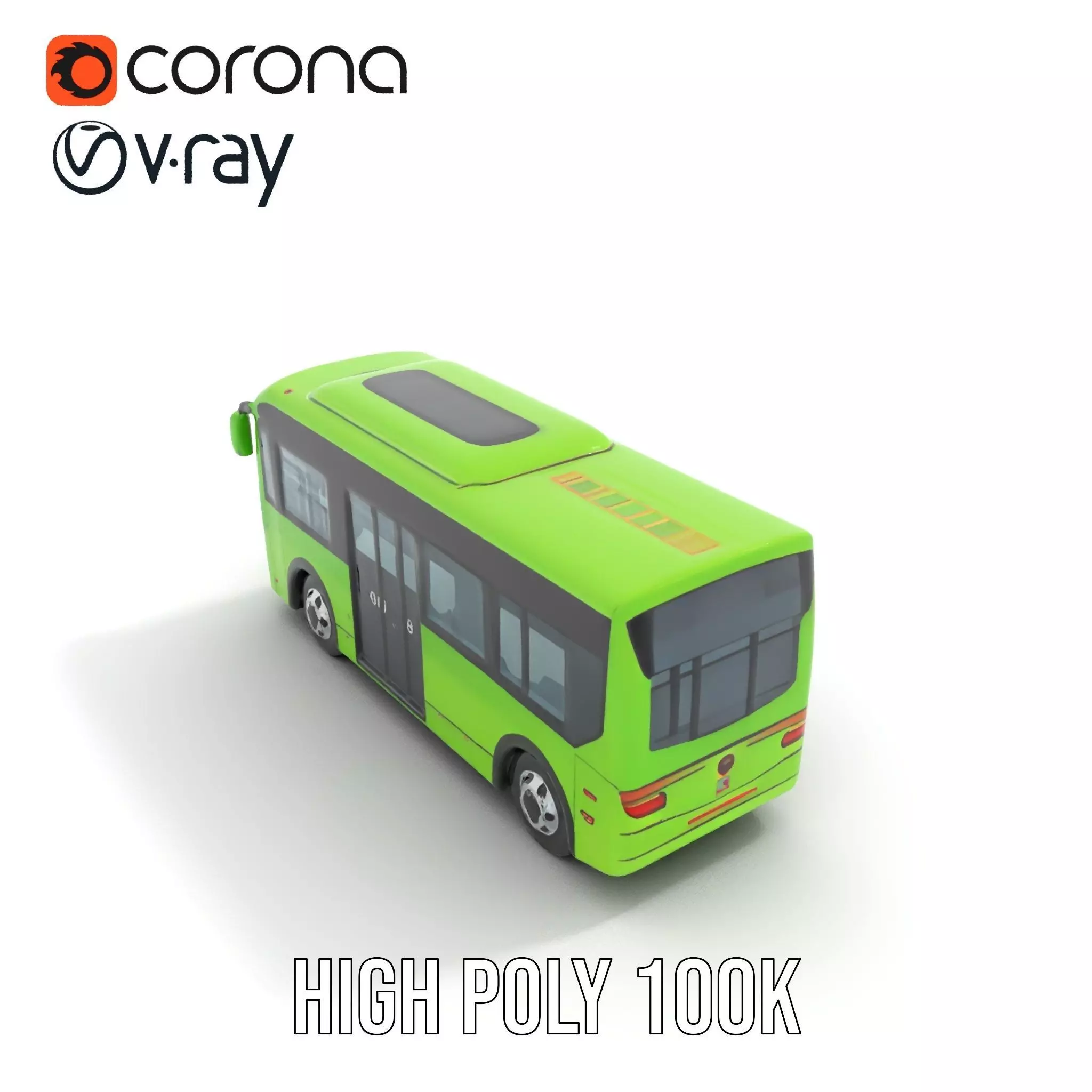 Lime Green Bus model pack Low-poly 3D model_18