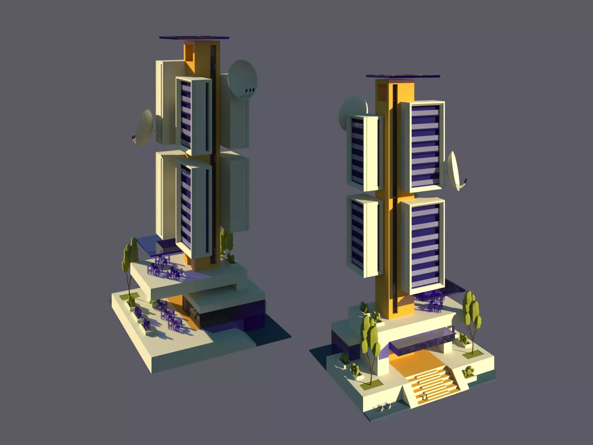 Low Poly Futuristic City Pack Buildings  Vehicles Trees  Low-poly 3D model_5
