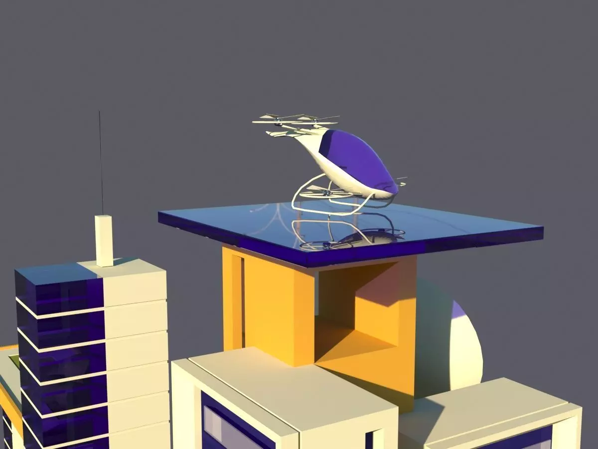 Low Poly Futuristic City Pack Buildings  Vehicles Trees  Low-poly 3D model_11