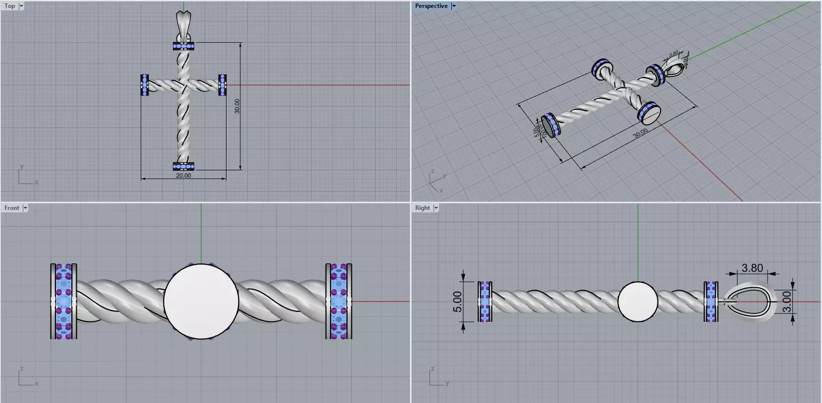 Twist rope cross model 702 3D print model_3