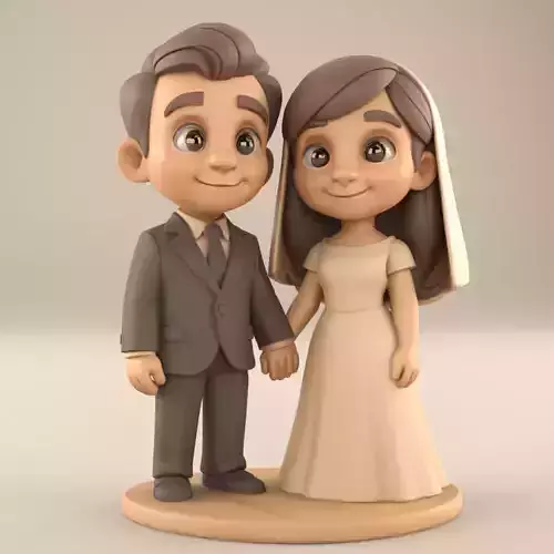 Charming Wedding Couple 3D STL File for Printing