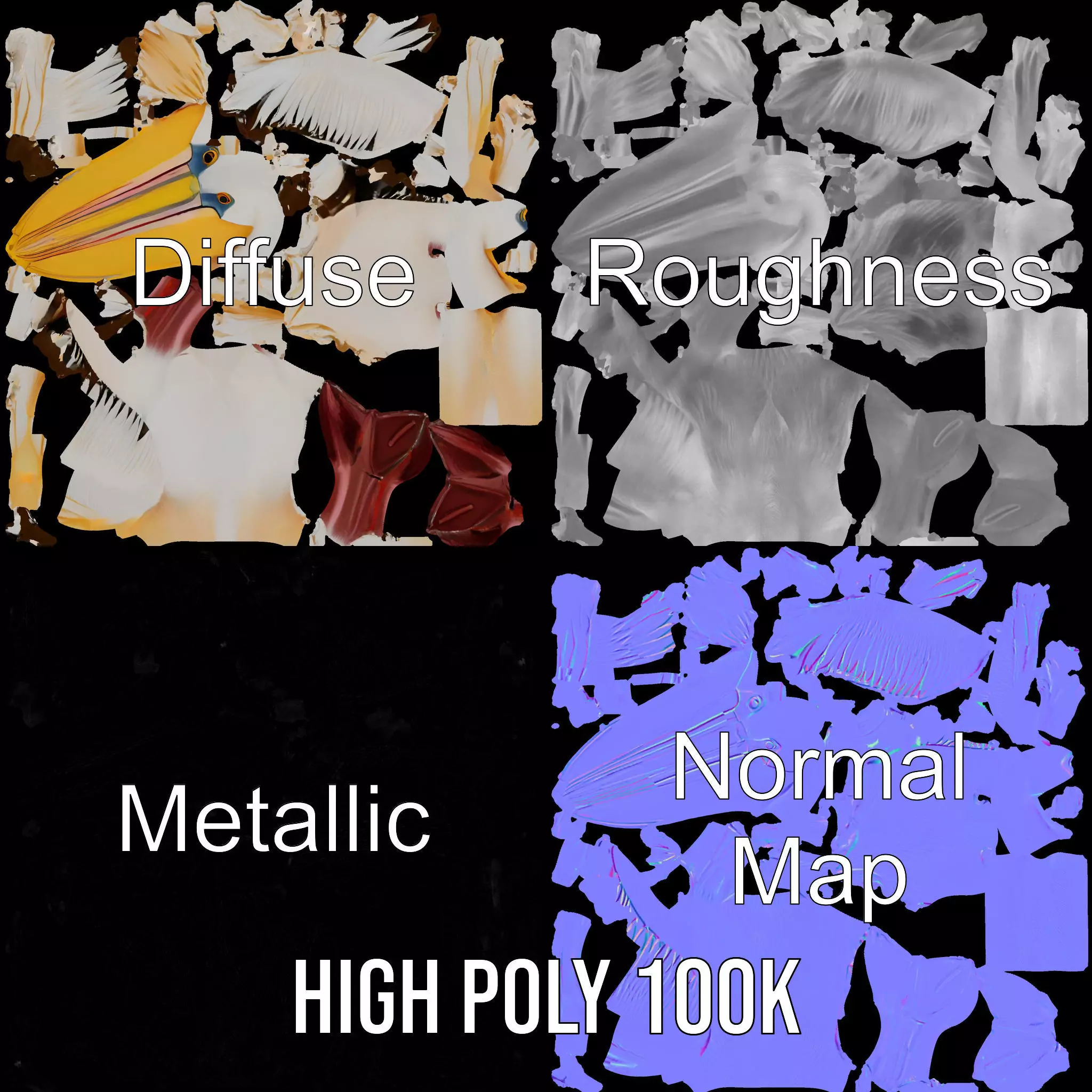 Elegant White Pelican model pack Low-poly 3D model_4