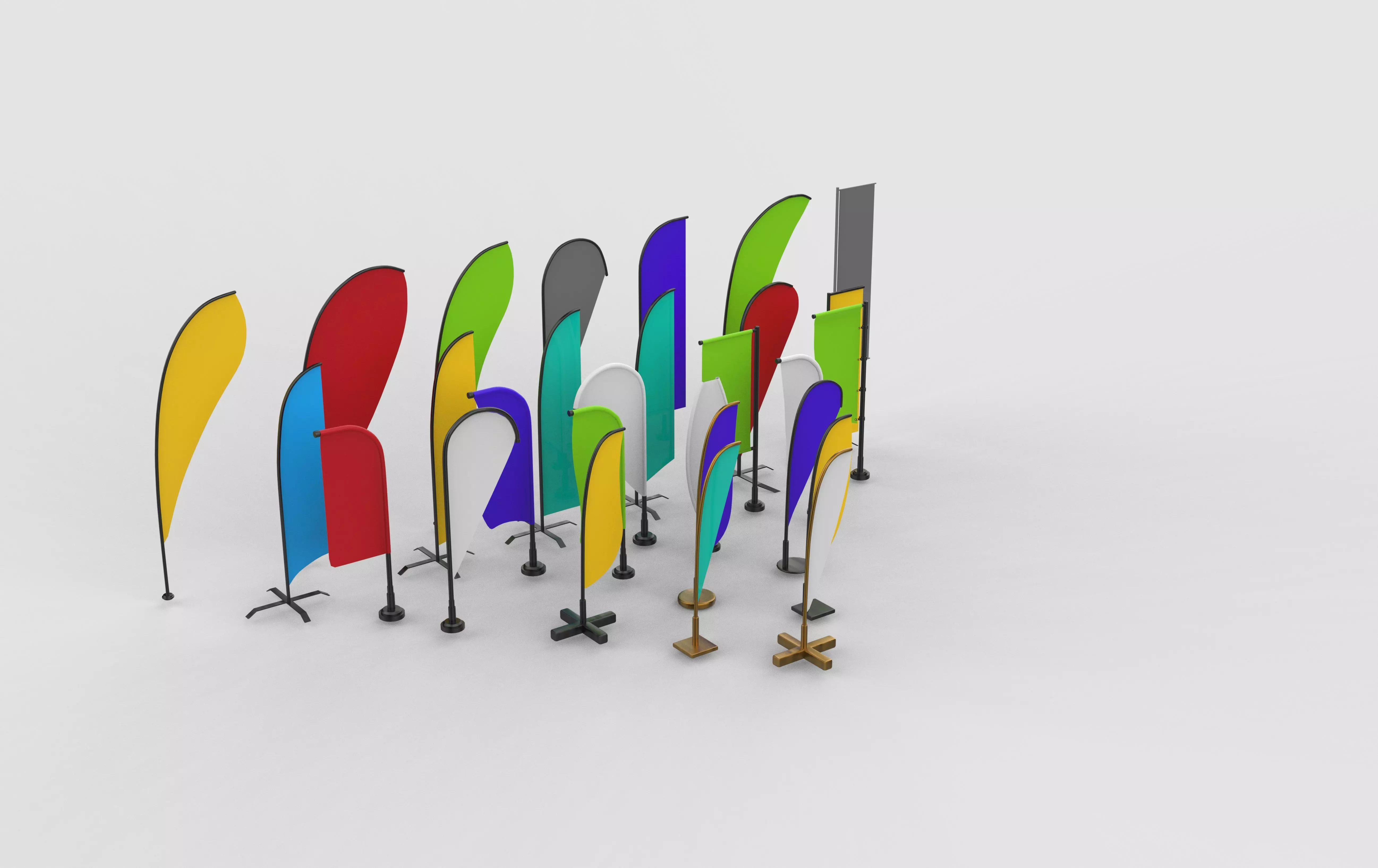 banner commercial flag 3D model_9