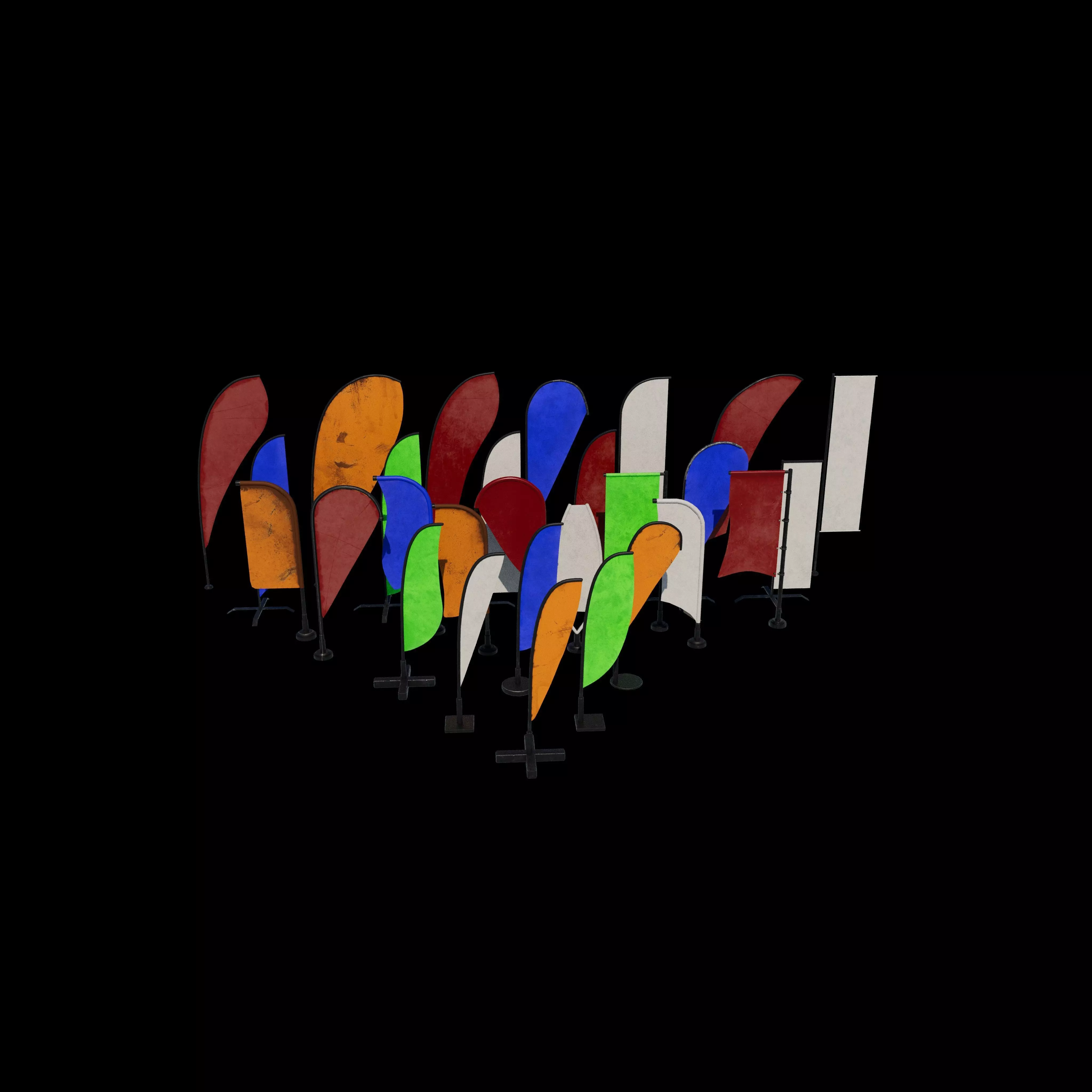 banner commercial flag 3D model_2