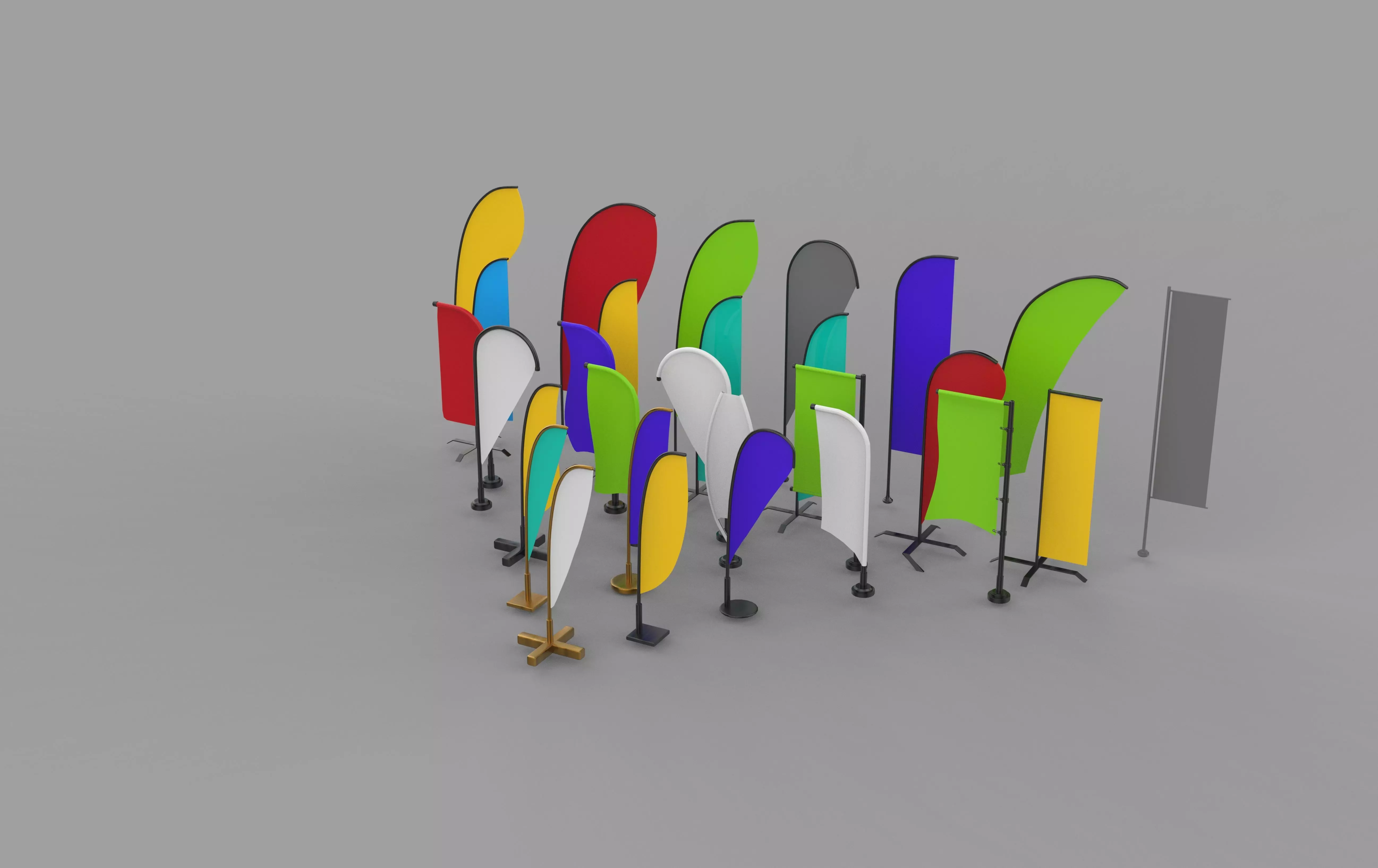 banner commercial flag 3D model_11