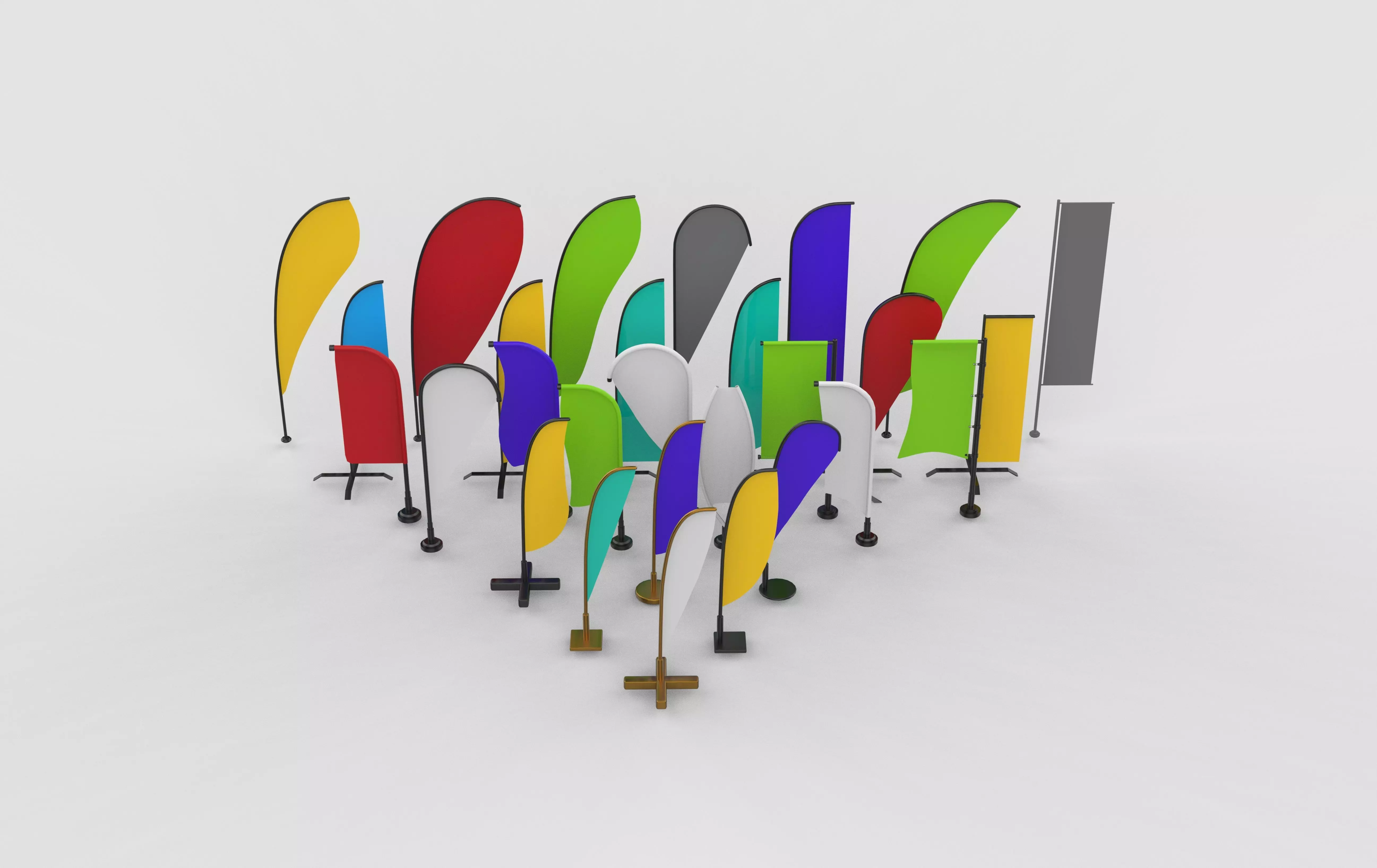 banner commercial flag 3D model_8