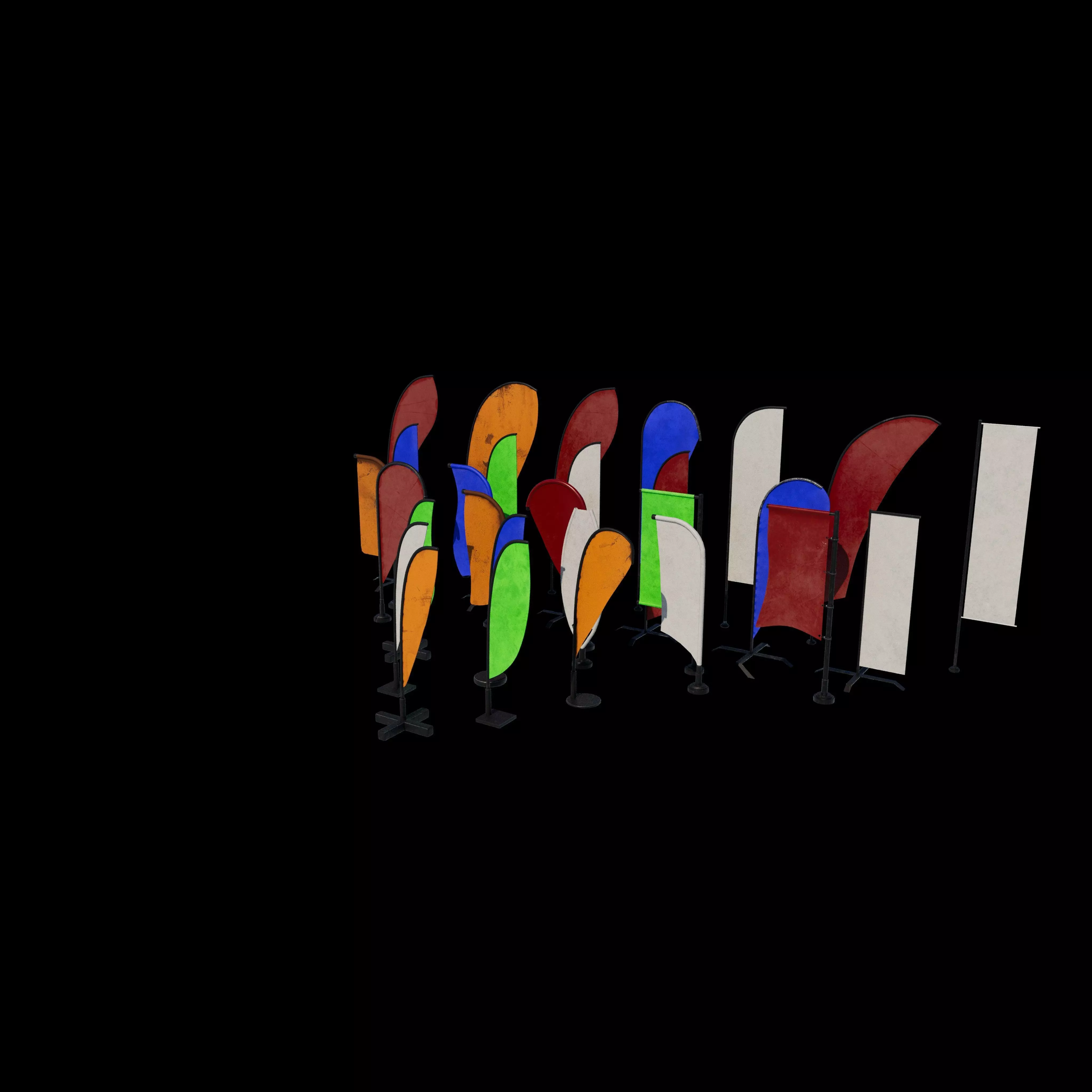 banner commercial flag 3D model_3