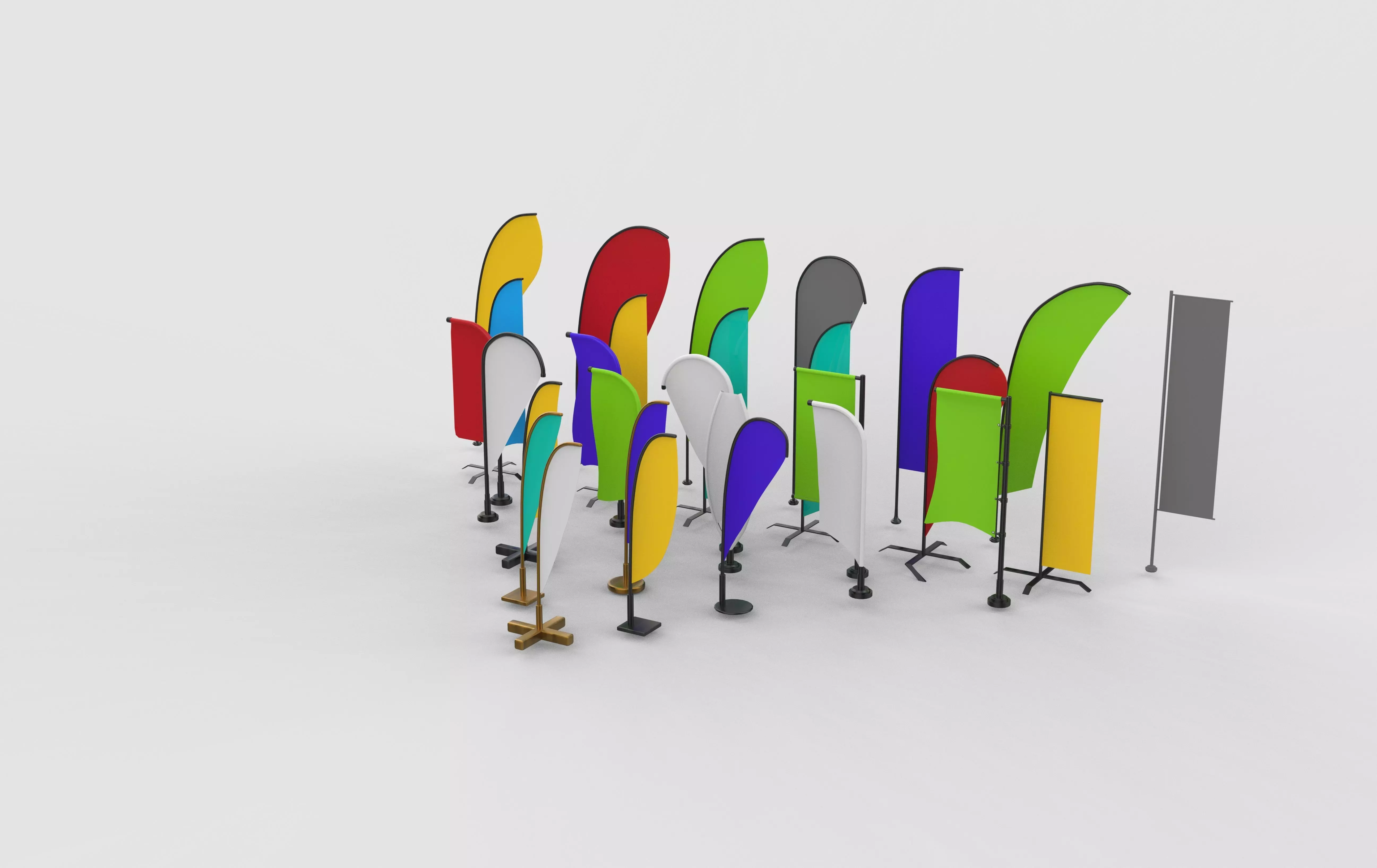 banner commercial flag 3D model_0