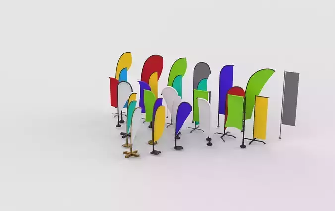  banner commercial flag  3D model